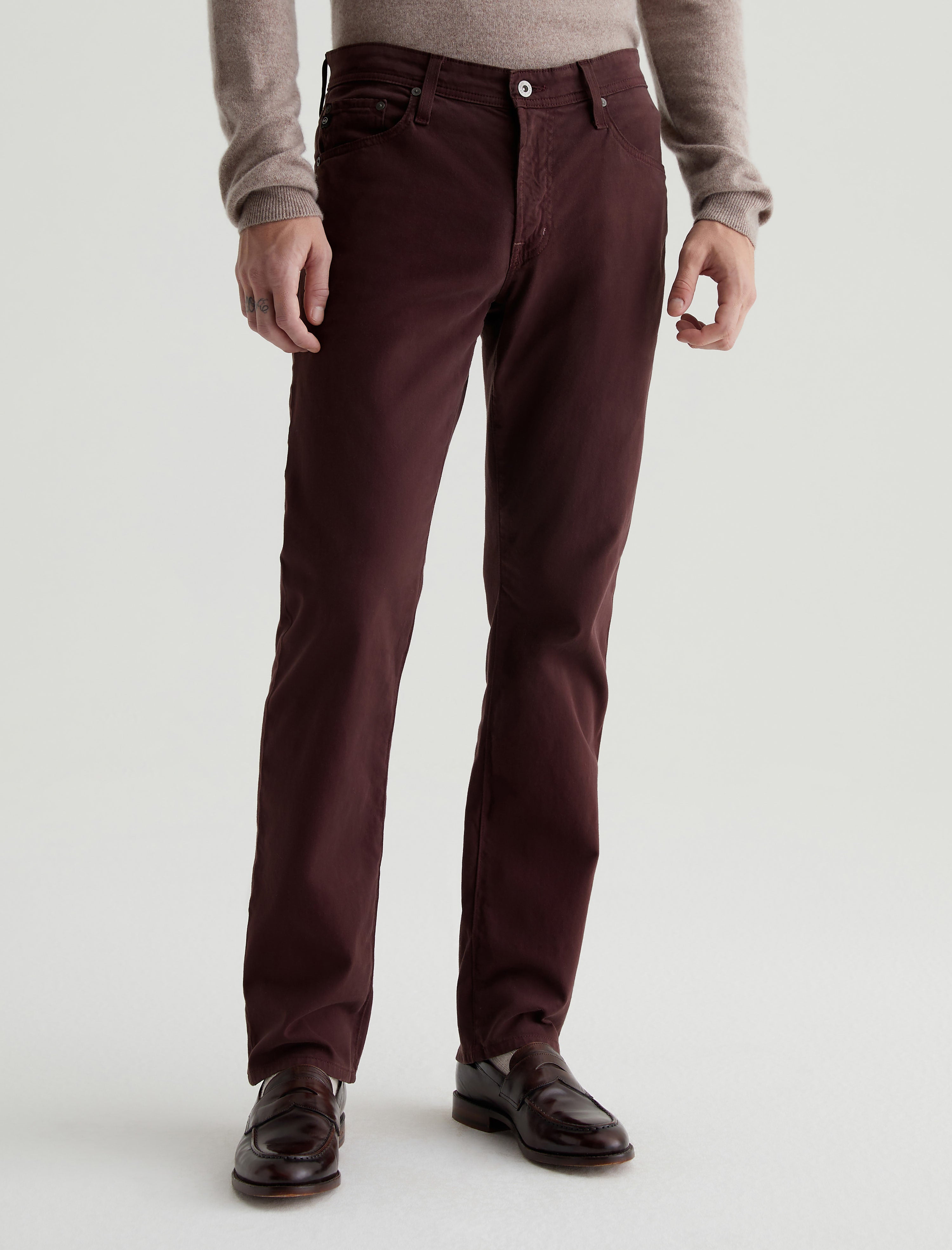 ag adriano goldschmied graduate straight fit pant burgundy www