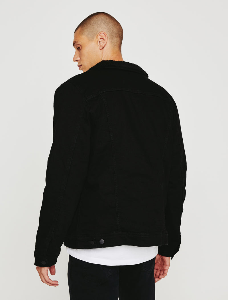 Fully Borg Lined Black Denim Jacket