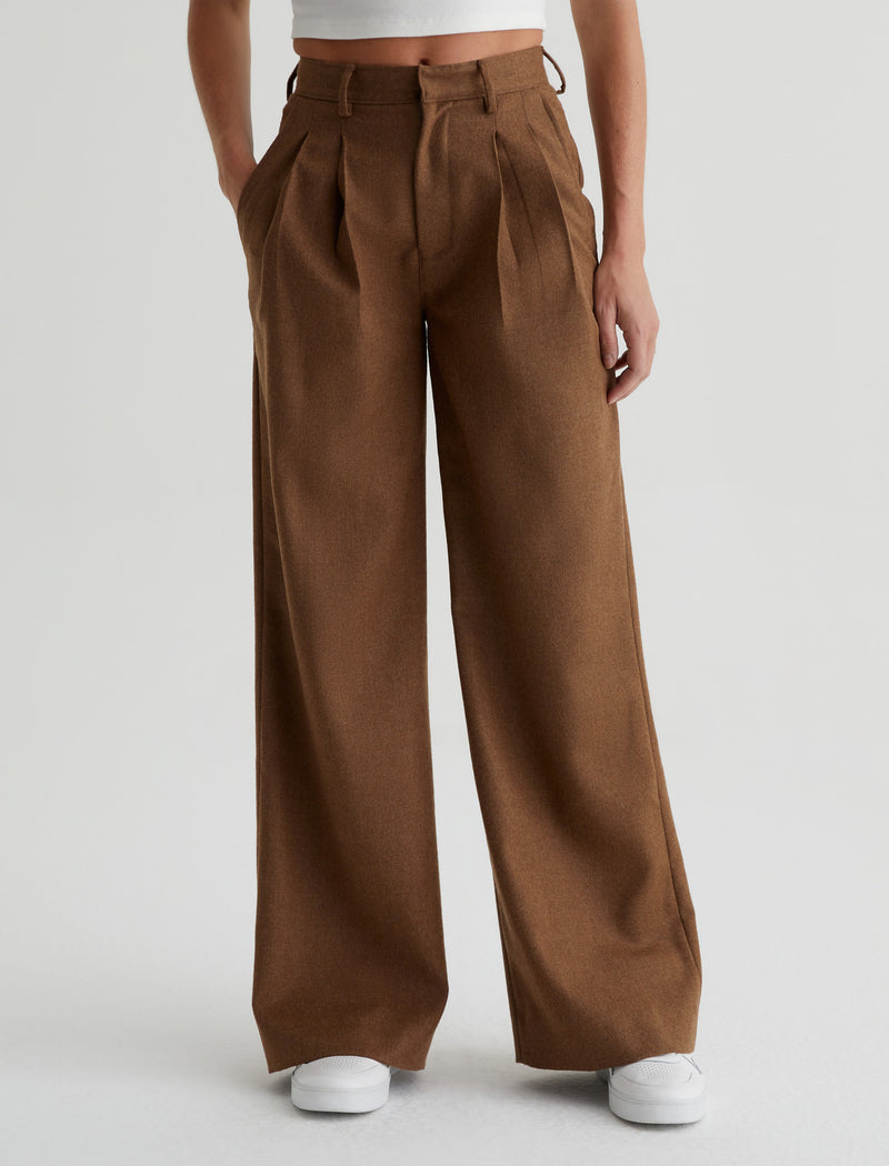 Pleated High Loose Pants - Brown