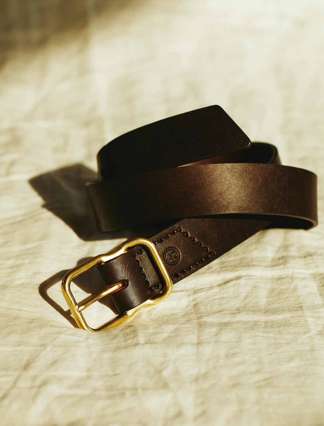 Three Brass Bells- Dk Brown Leather Belt w/ Lg Ring Top & Rivet Bottom -  European Splendor®