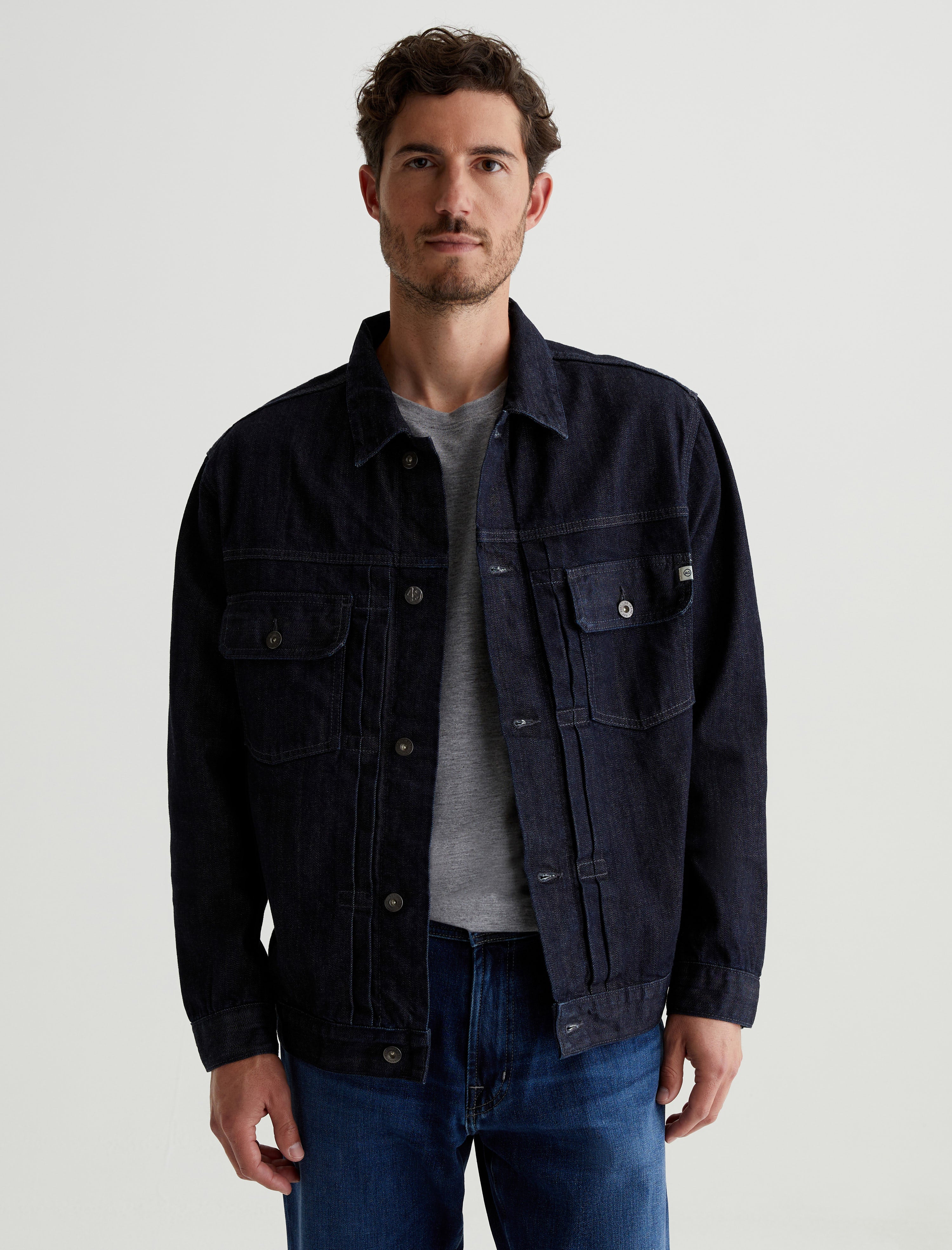 Sid Selvege Jacket Post Pleated Trucker Men Top Photo 1