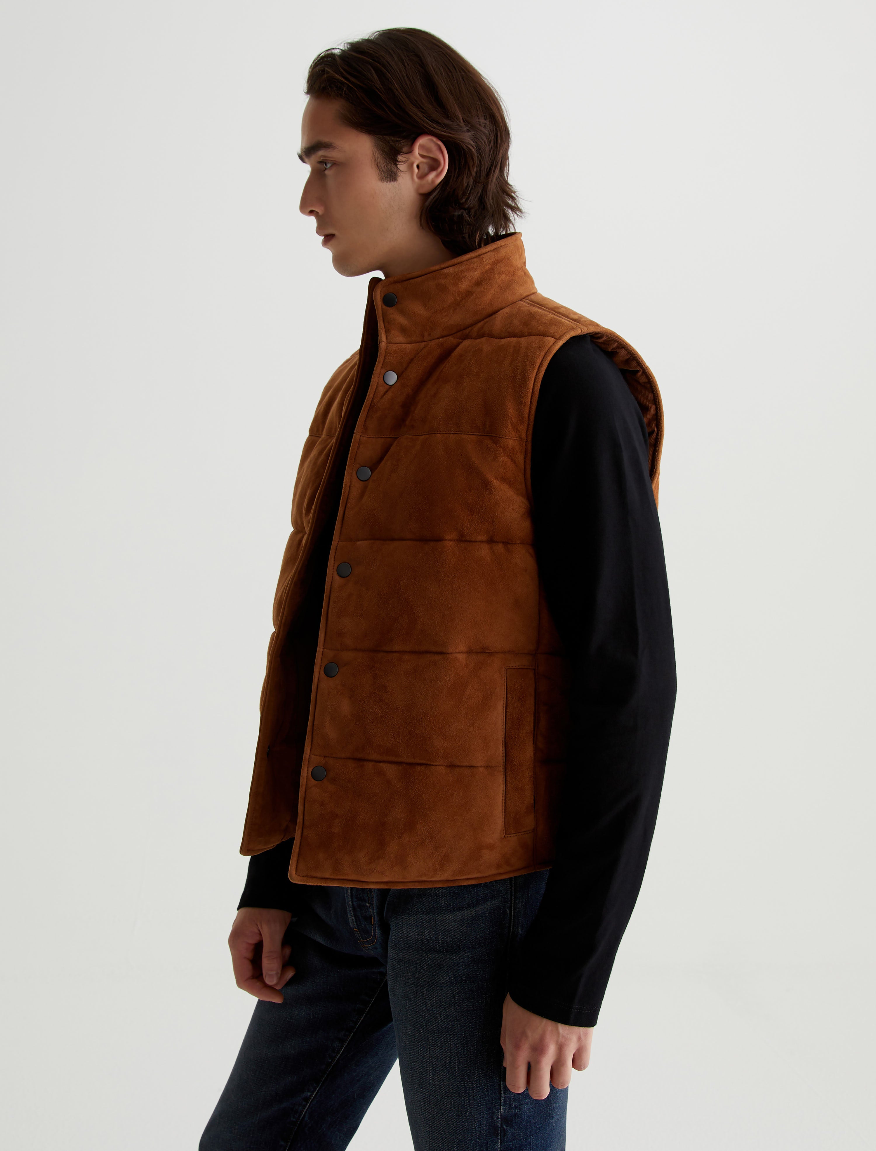 Neo Vest Lux Cognac Suede Puffer Vest Men Top Photo 2