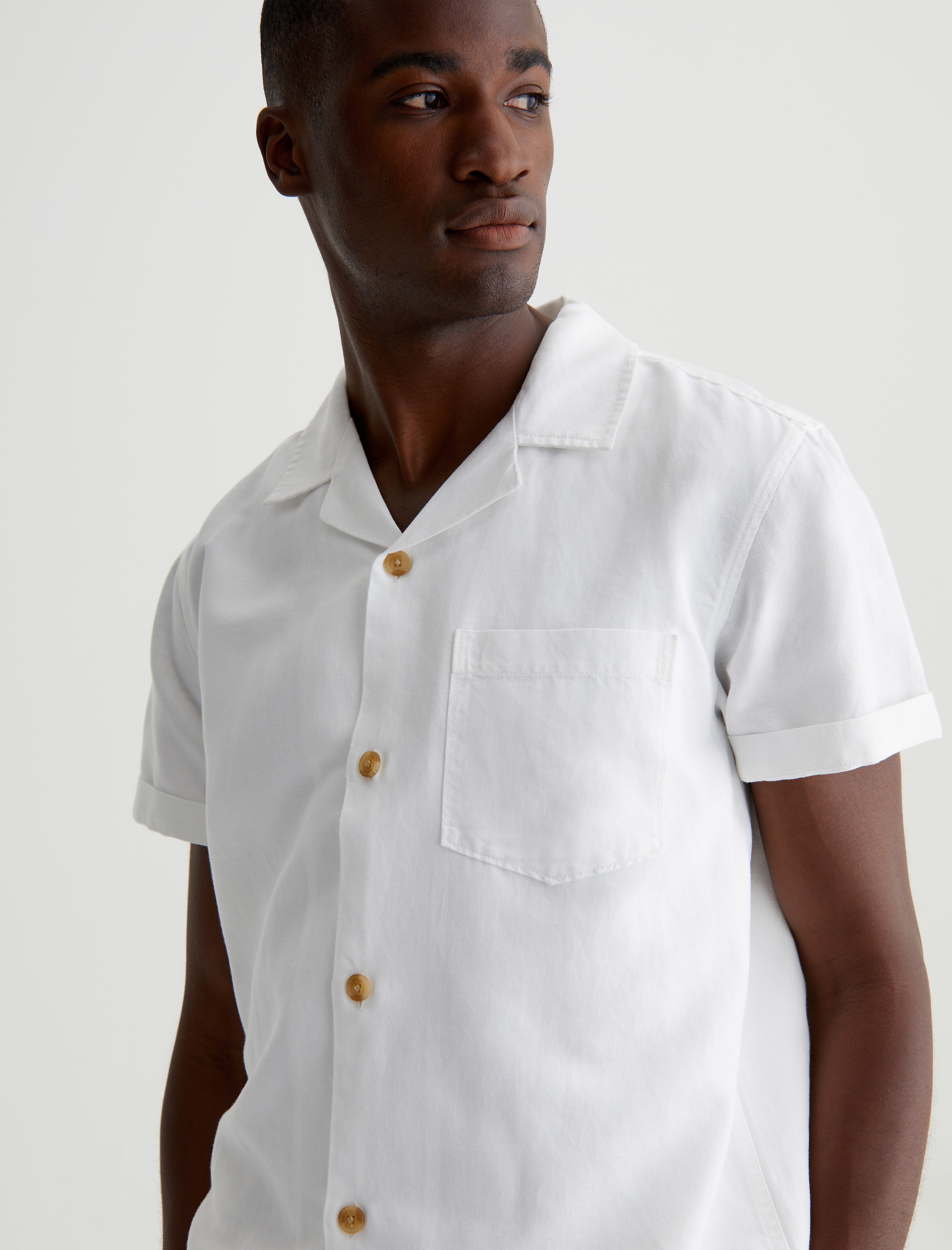 Mens Foster Linen Shirt White at AG Jeans Official Store