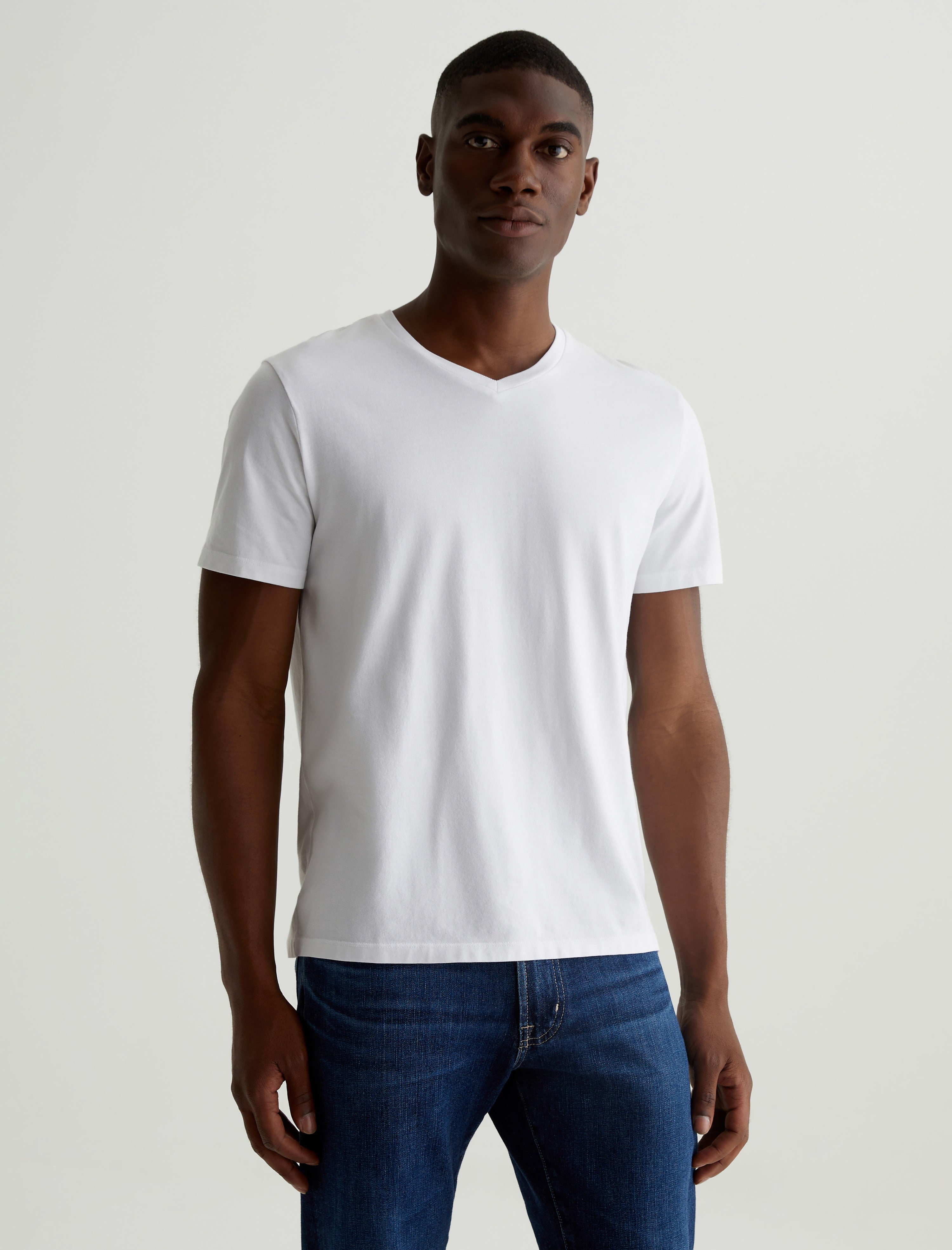 Bryce Vee True White Classic Vee Neck T-Shirt Men Top Photo 1