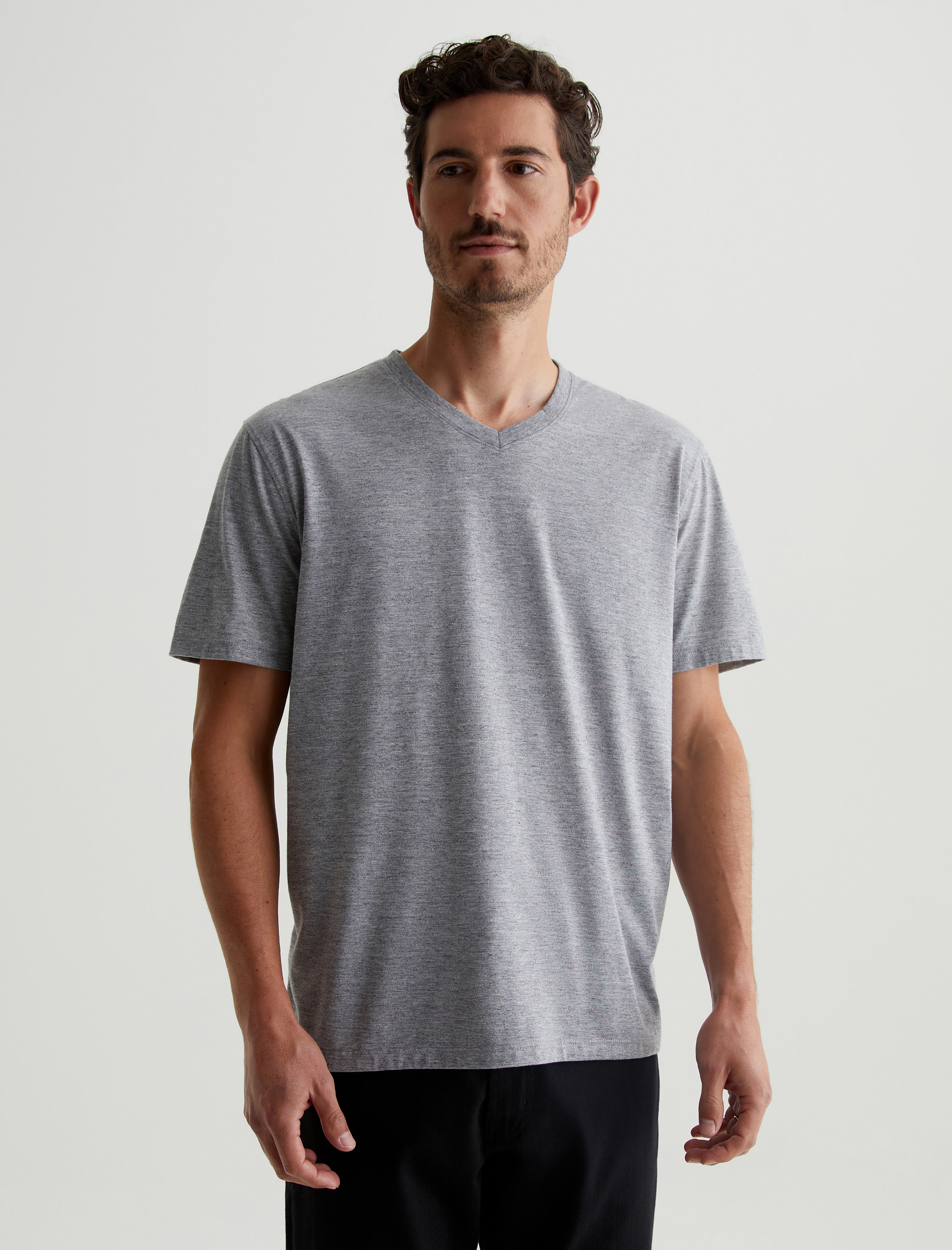 Bryce Vee Heather Grey Classic Vee Neck T-Shirt Men Top Photo 1