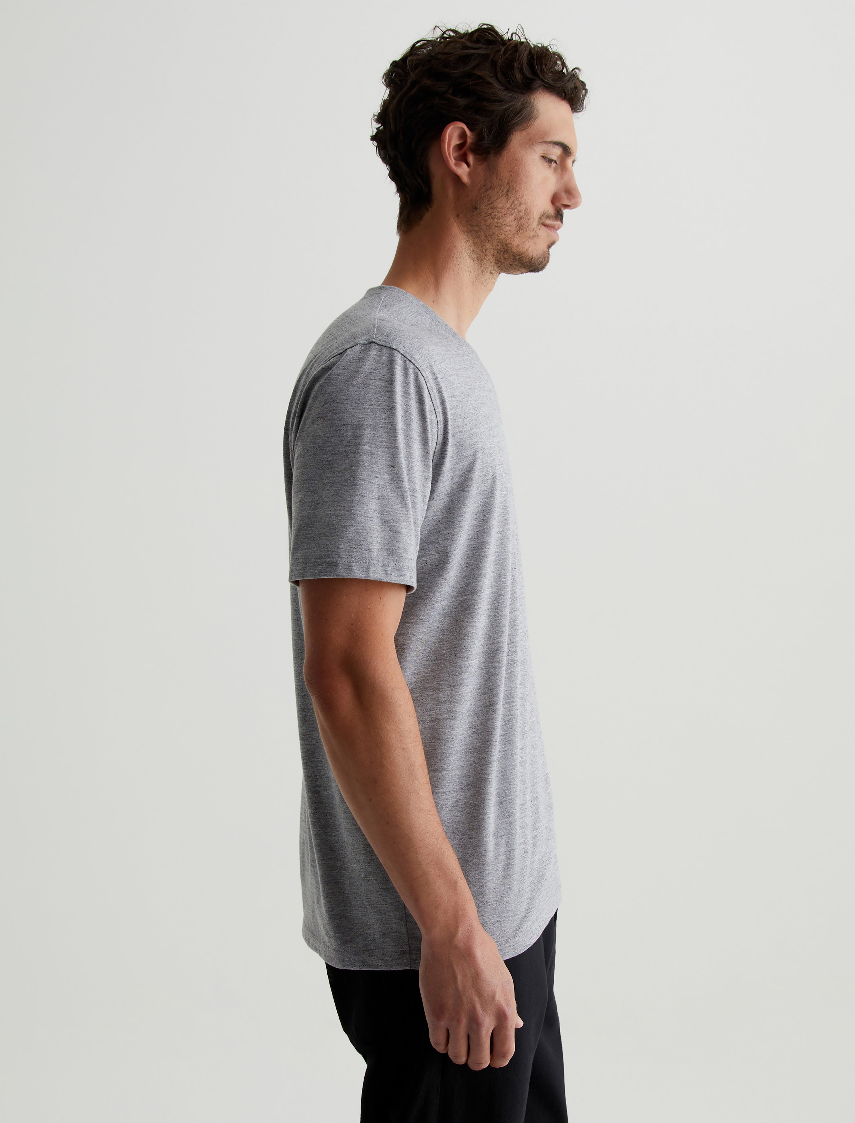 Bryce Vee Heather Grey Classic Vee Neck T-Shirt Men Top Photo 3