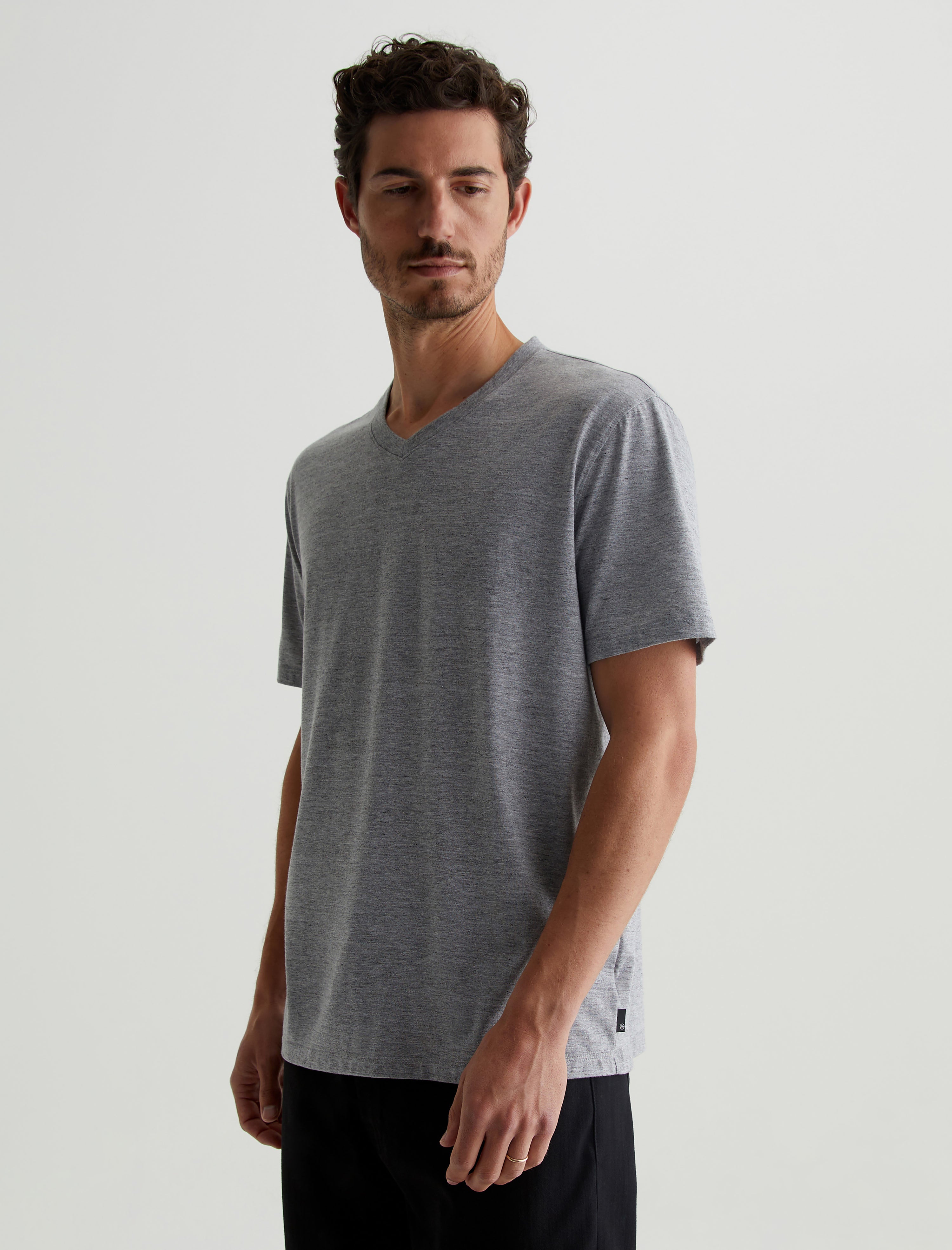 Bryce Vee Heather Grey Classic Vee Neck T-Shirt Men Top Photo 6