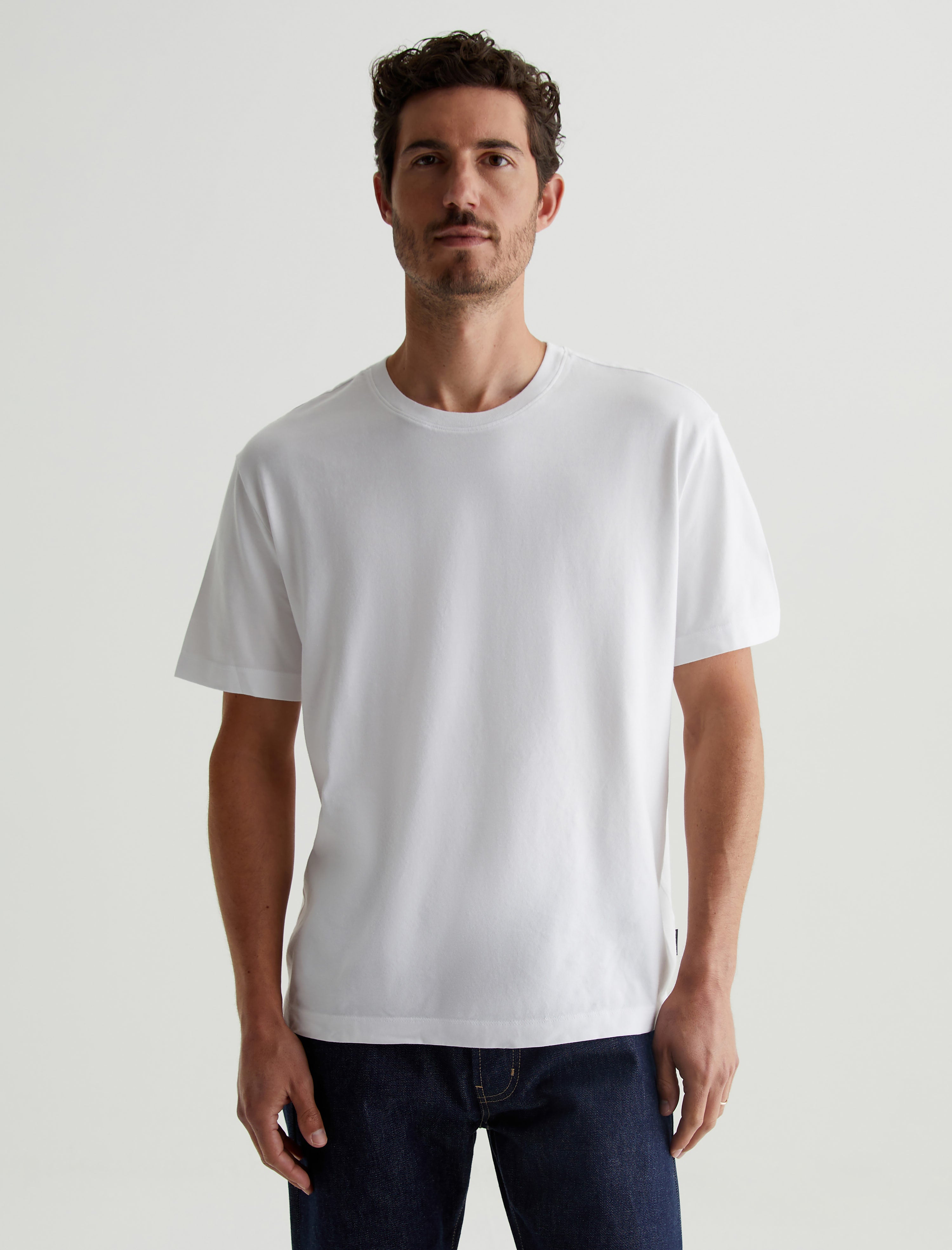 Wesley Crew True White Relaxed T-Shirt Men Top Photo 1