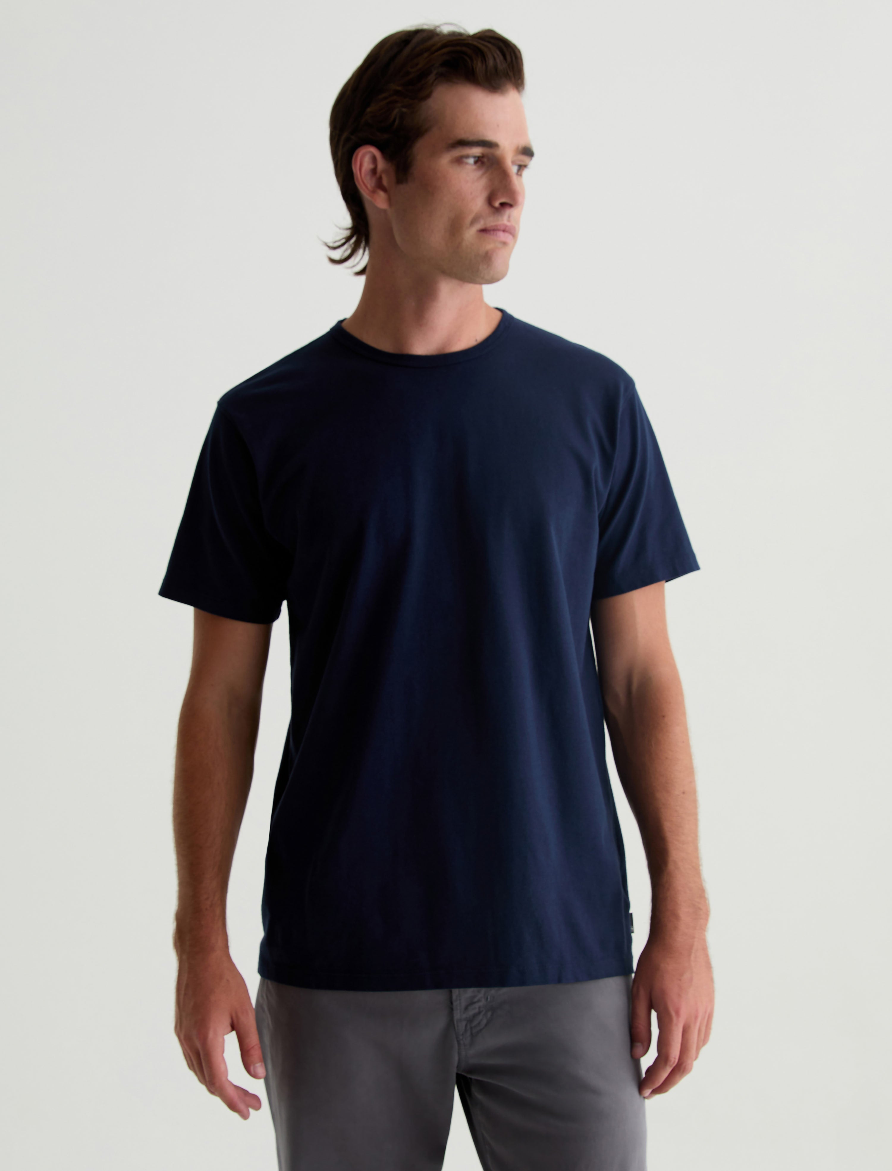 Bryce Crew Deep Navy Classic Crew Neck T-Shirt Men Top Photo 1