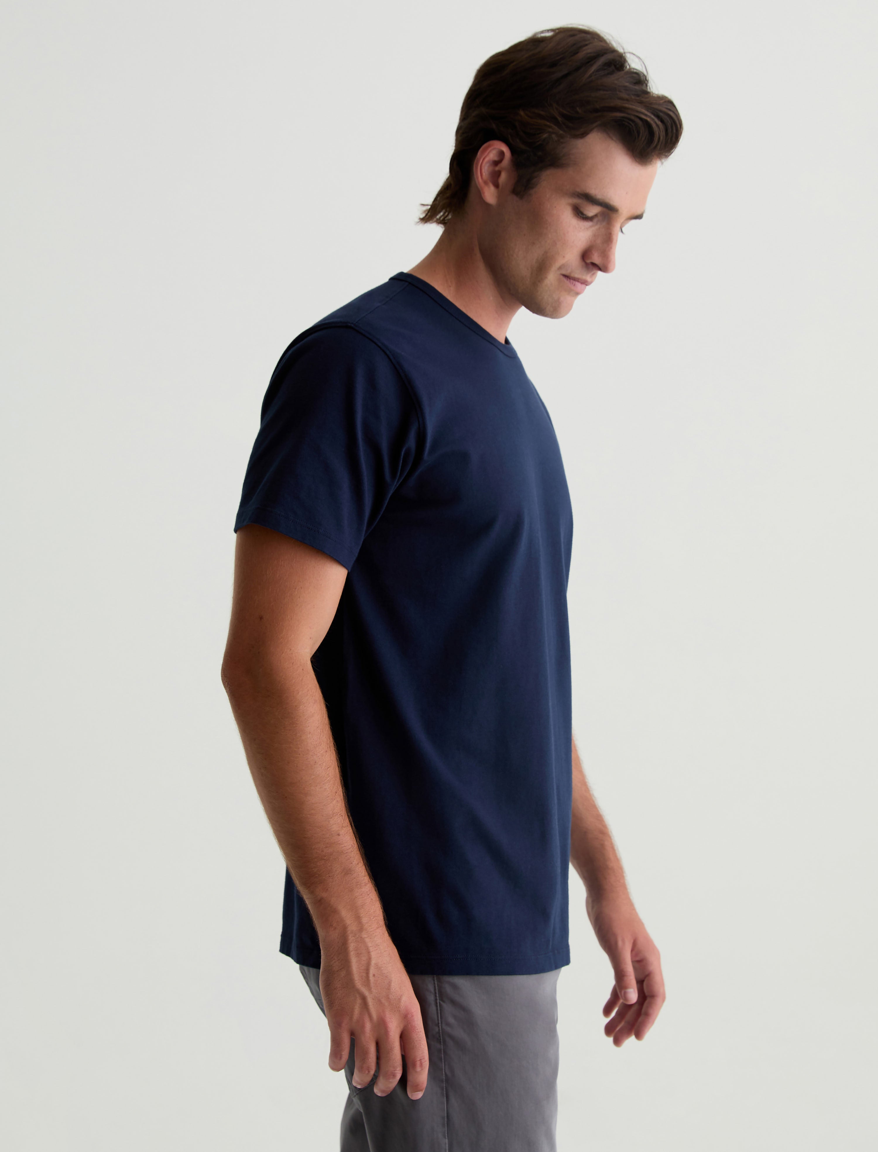 Bryce Crew Deep Navy Classic Crew Neck T-Shirt Men Top Photo 3