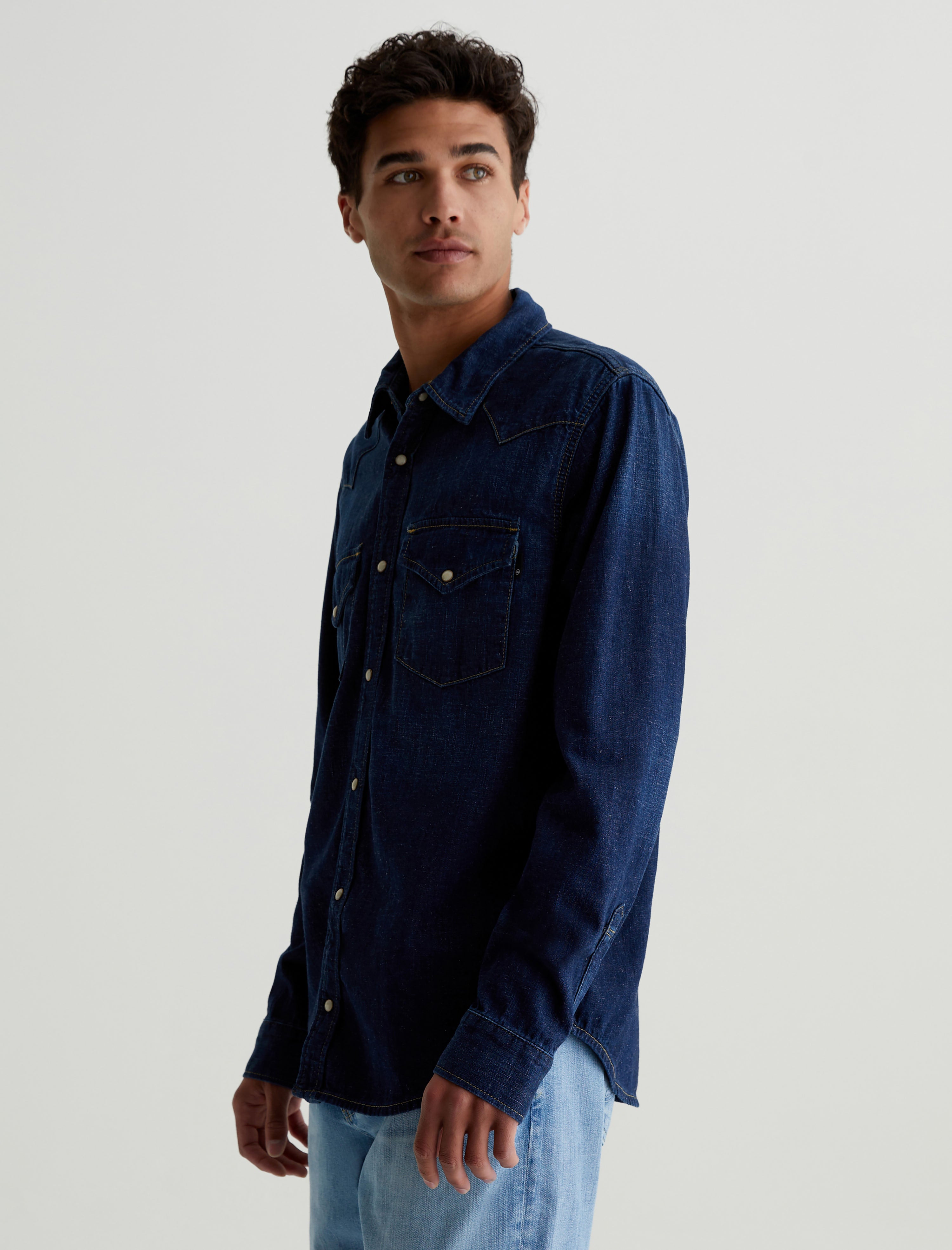 Aiden Western Shirt Tactile Classic Denim Shirt Men Top Photo 3