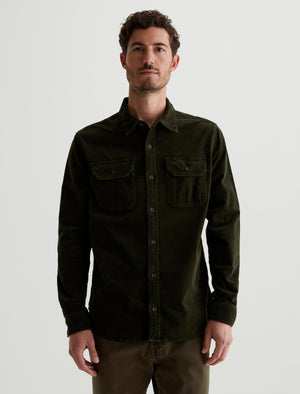 Aiden Utility Shirt Sulfur Dried Cedar Classic Button Up Corduroy Shirt Men Top Photo 1