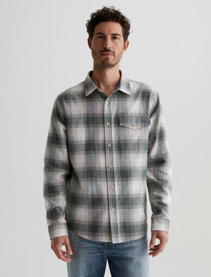 Wesley Shirt Shadow Plaid Green Multi Relaxed Long Sleeve Men Top Photo 1