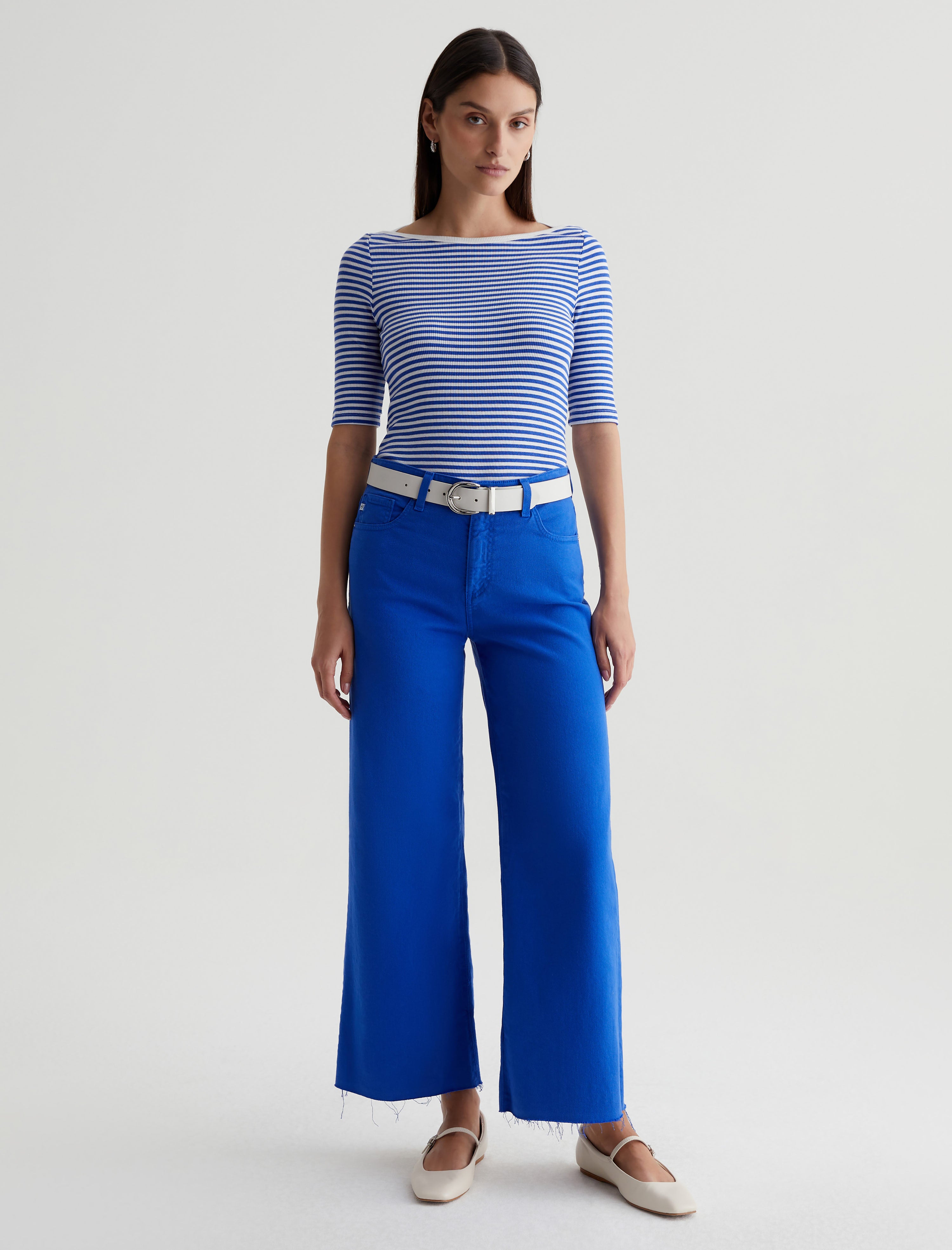 Women Connie Top Capri Stripe Ex-White/Electric Blue Photo 4