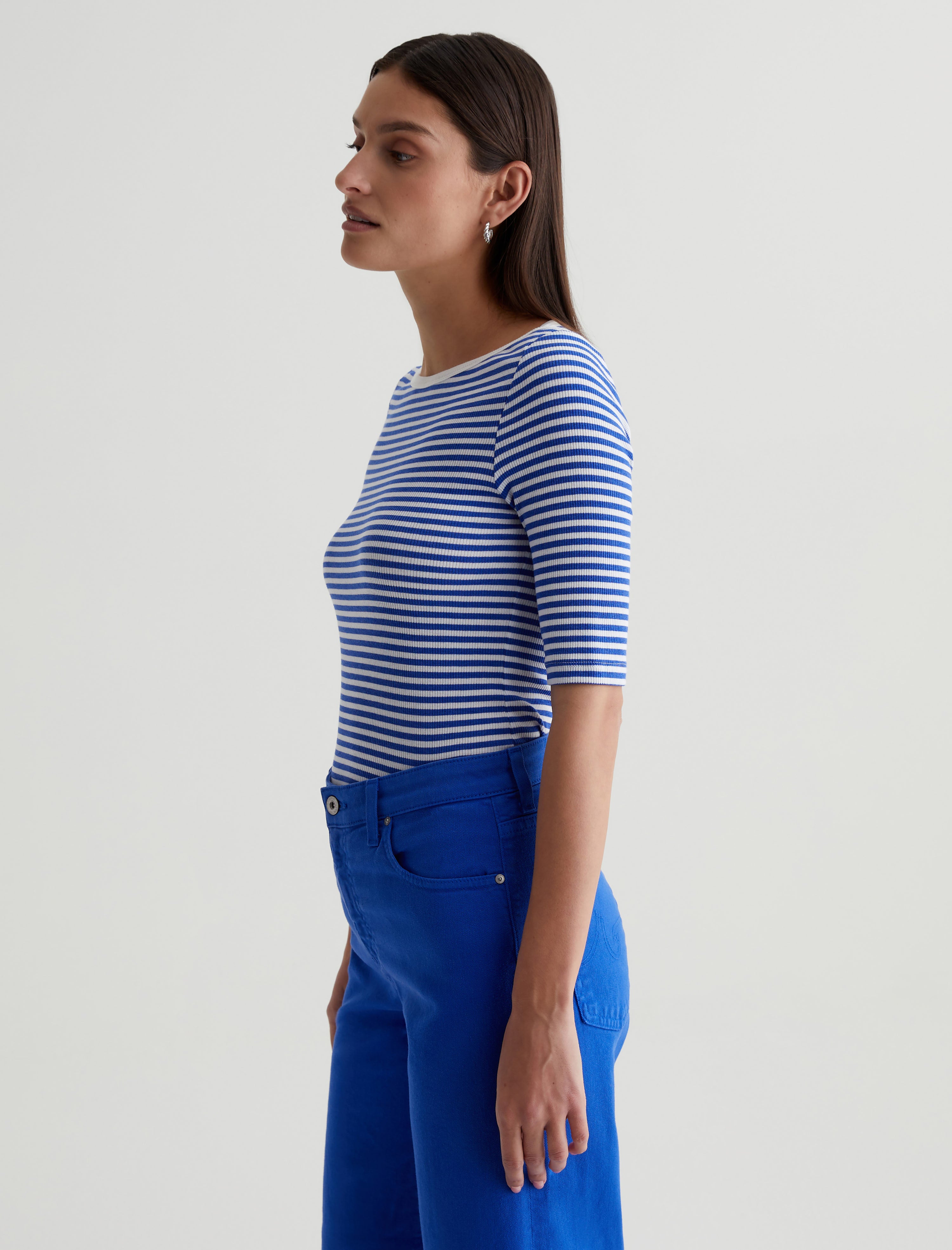 Women Connie Top Capri Stripe Ex-White/Electric Blue Photo 5