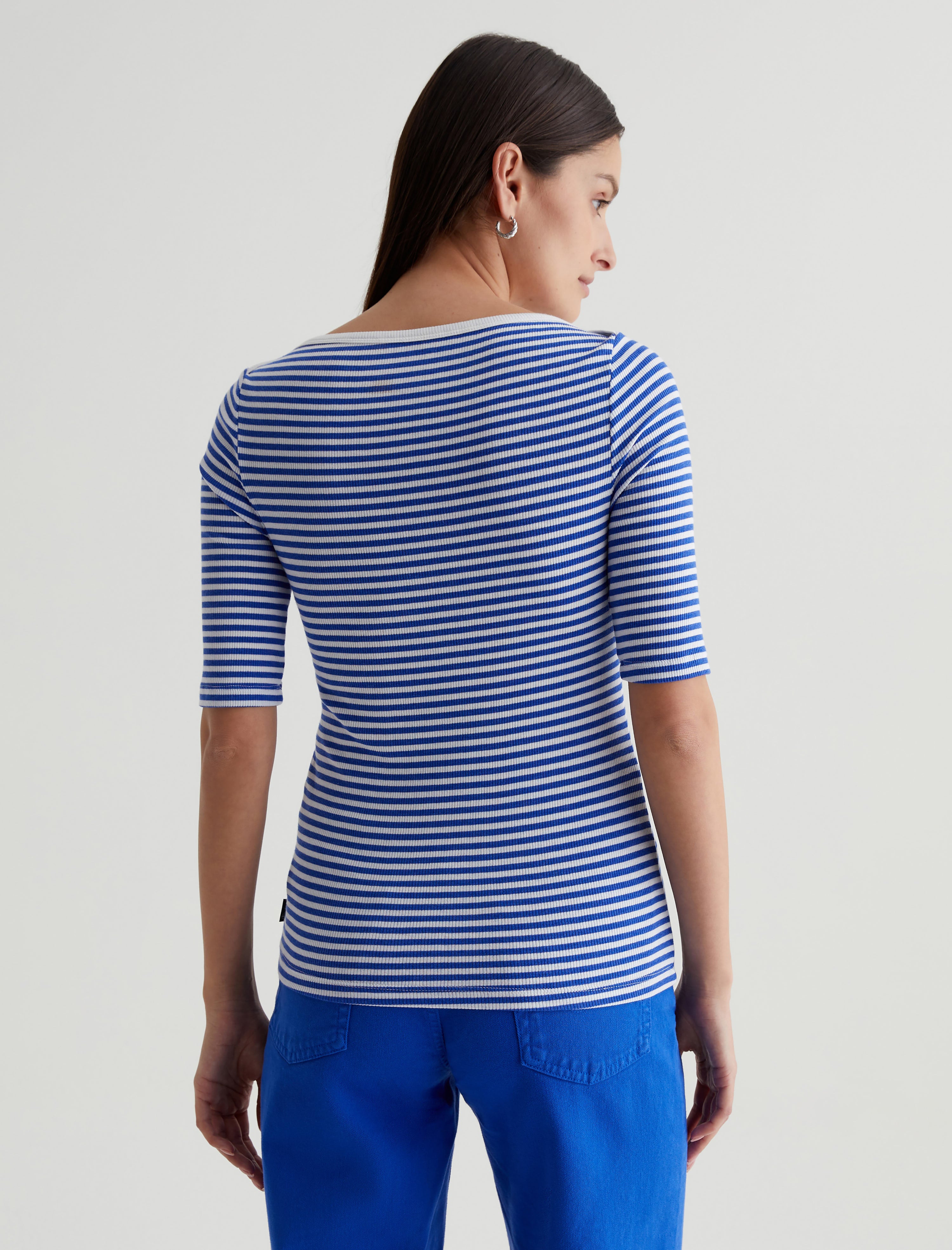 Women Connie Top Capri Stripe Ex-White/Electric Blue Photo 6