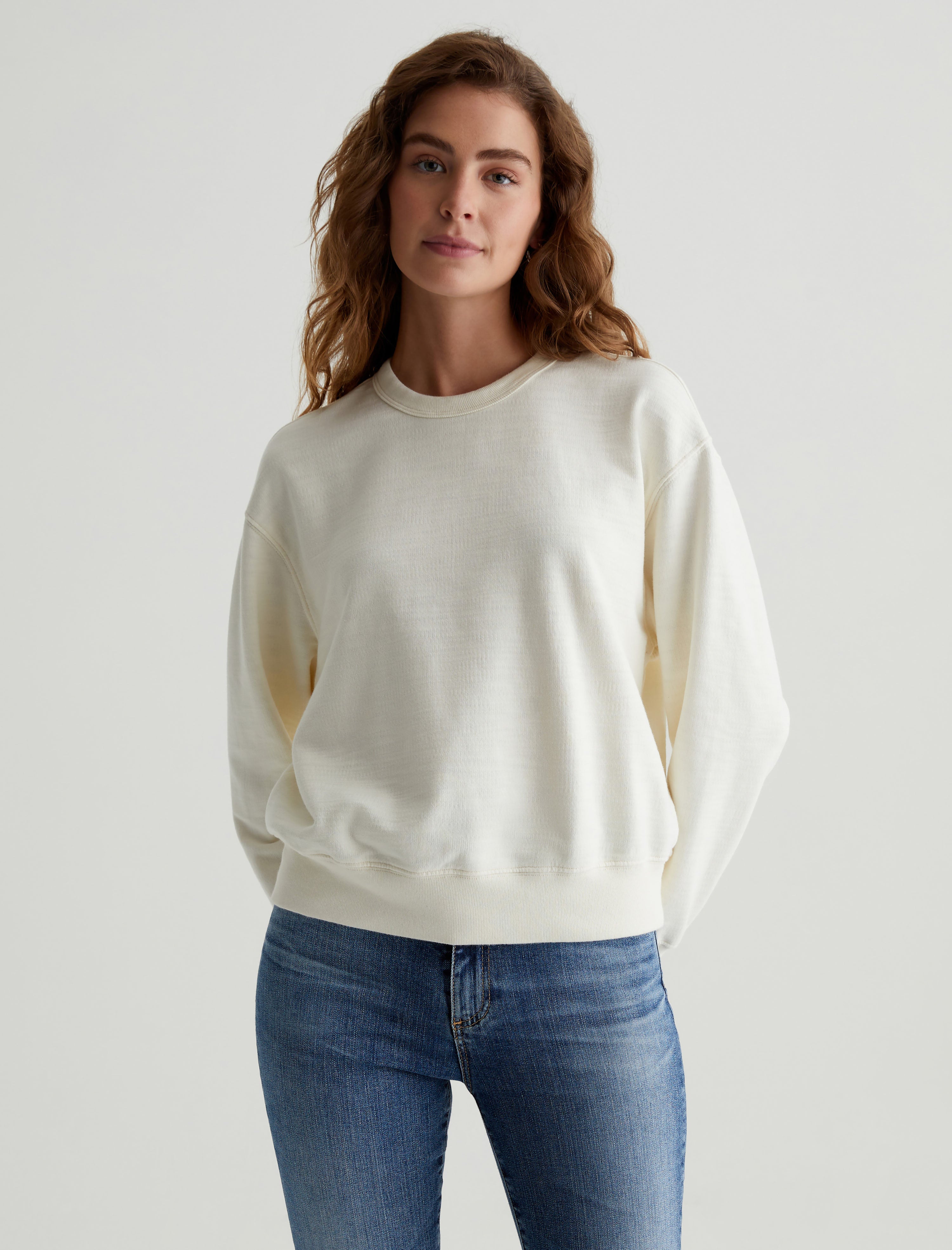 Cream crew neck sales sweatshirt