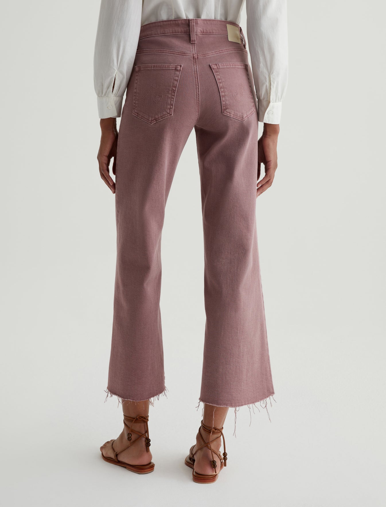 Saige Wide Leg Crop Sulfur Dusty Mauve Mid-Rise Wide Leg Women Bottom Photo 7