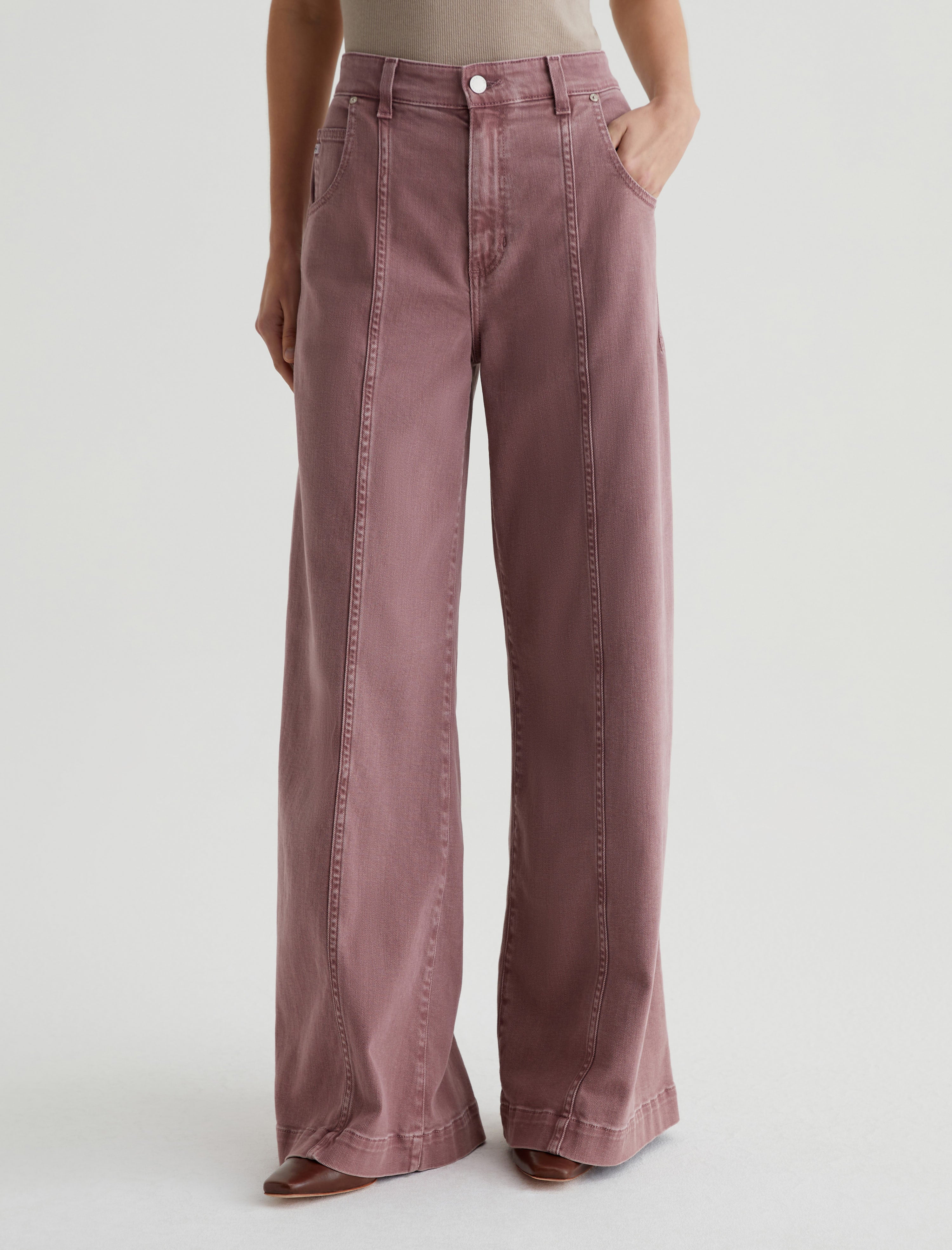 Jenna Sulfur Dusty Mauve High-Rise Wide Leg Women Bottom Photo 2