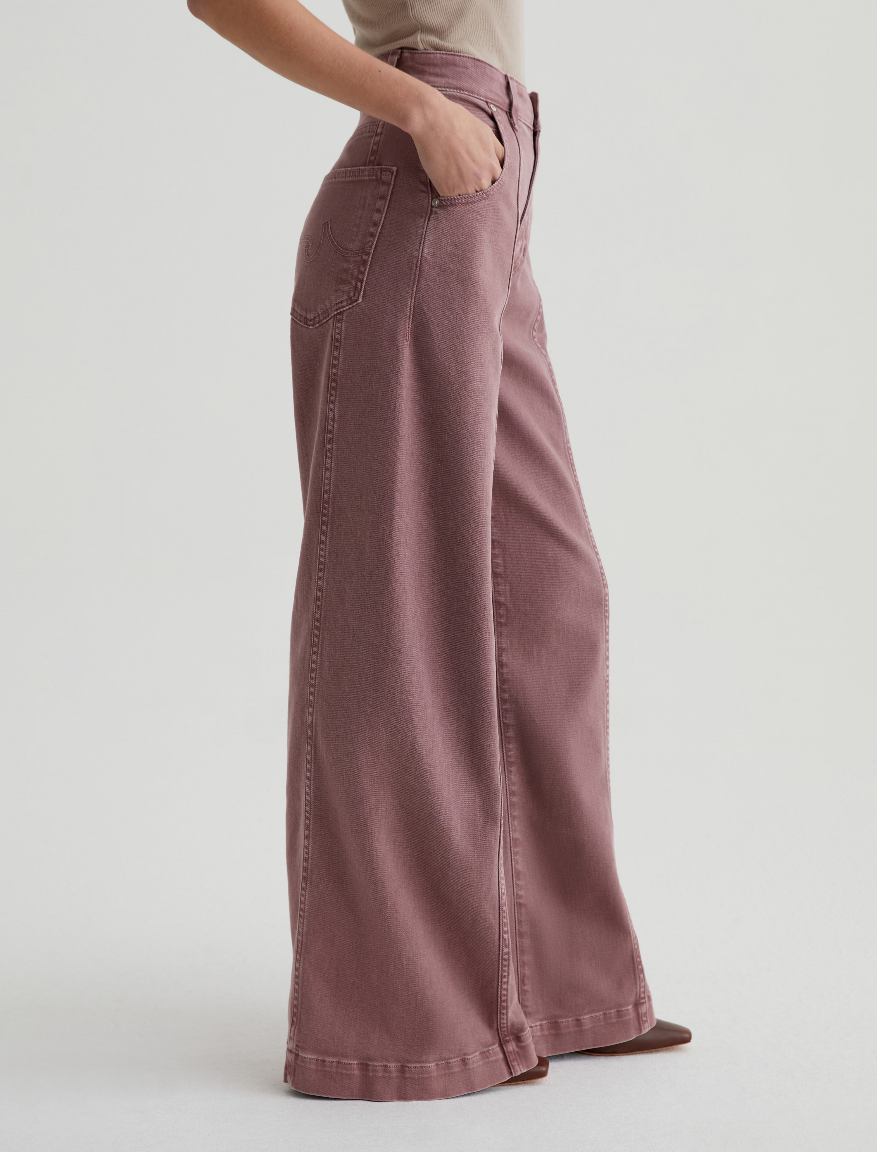 Jenna Sulfur Dusty Mauve High-Rise Wide Leg Women Bottom Photo 4