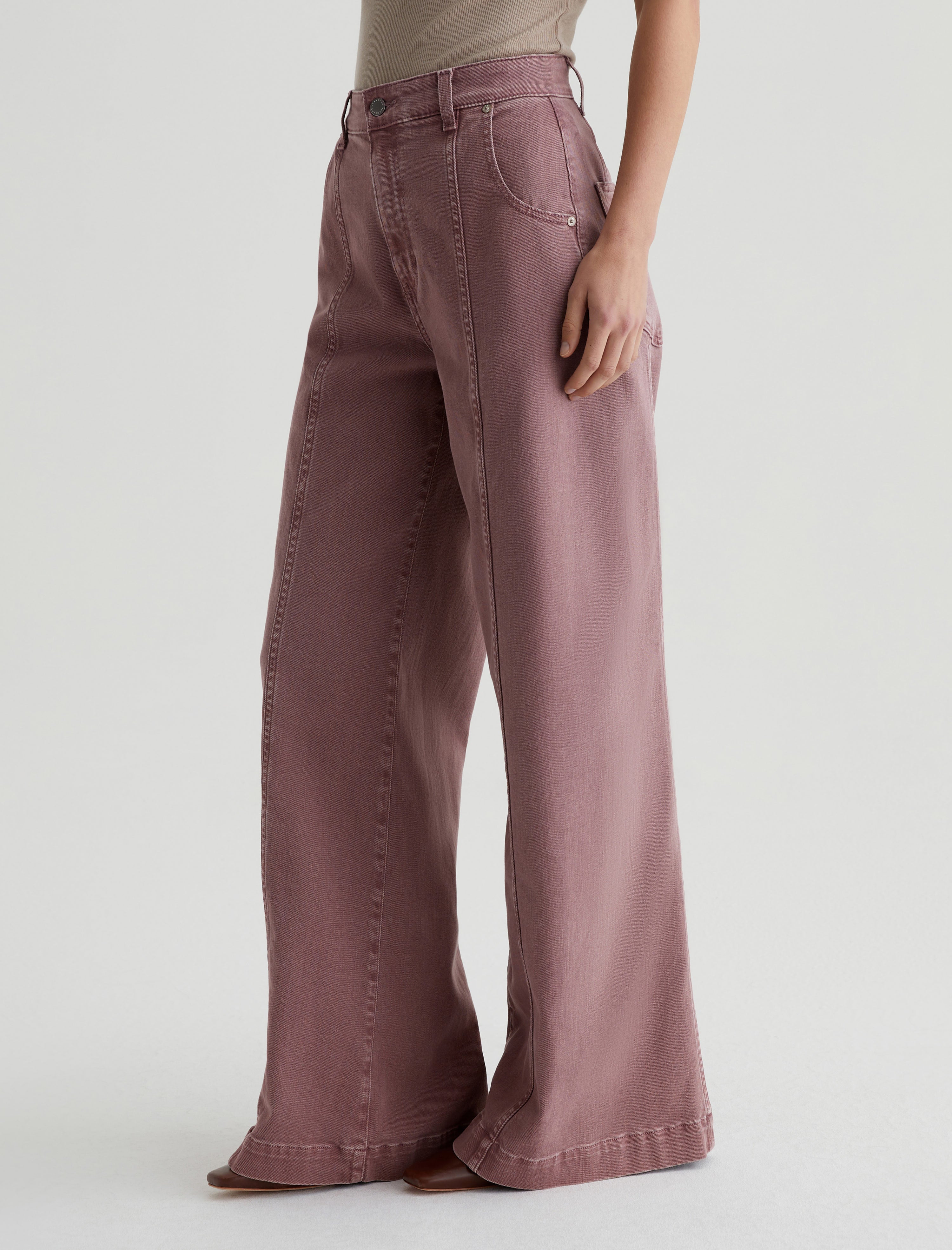 Jenna Sulfur Dusty Mauve High-Rise Wide Leg Women Bottom Photo 5