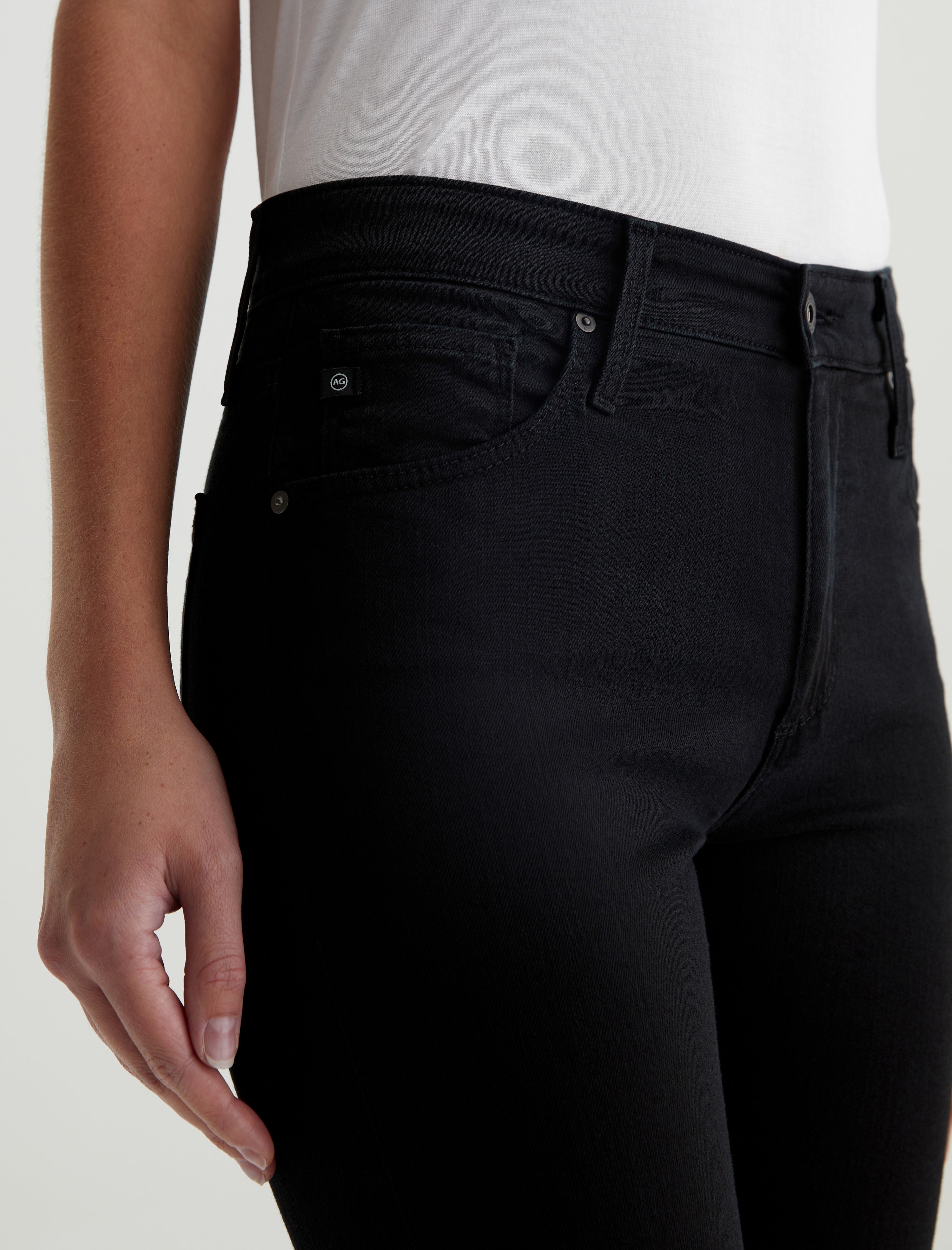 Womens Farrah Skinny Ankle Leatherette Super Black at AG Jeans