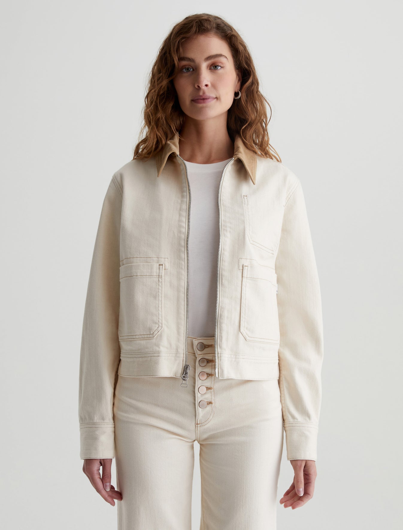 Jo Jacket White Oat/Sandstone Mist Utility Jacket Women Top Photo 1