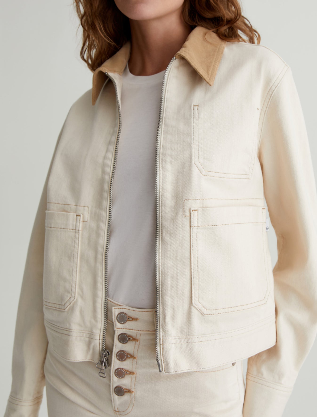 Jo Jacket White Oat/Sandstone Mist Utility Jacket Women Top Photo 2