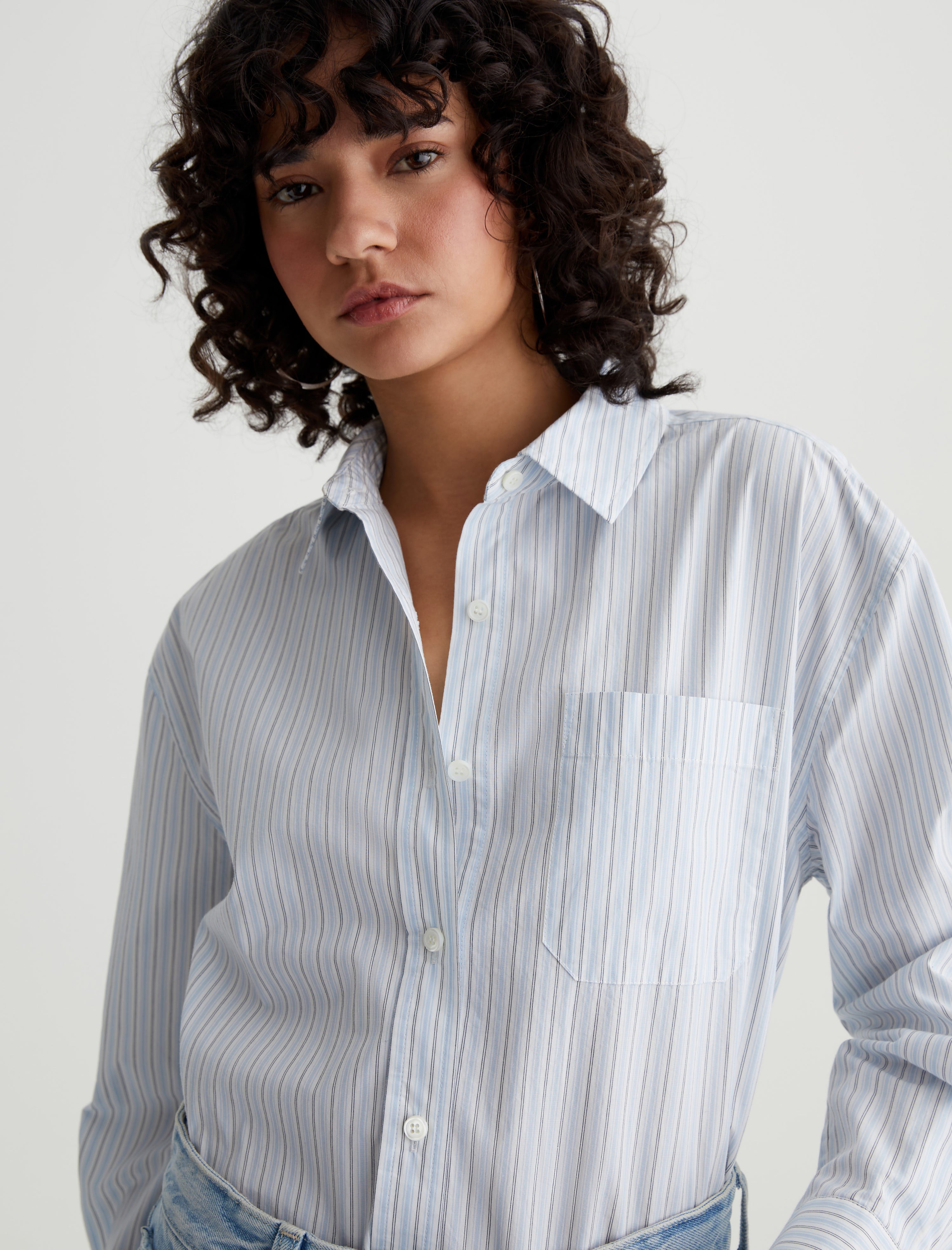 Women Addison Shirt Gallery Stripe Blue Multi at AG Jeans Official