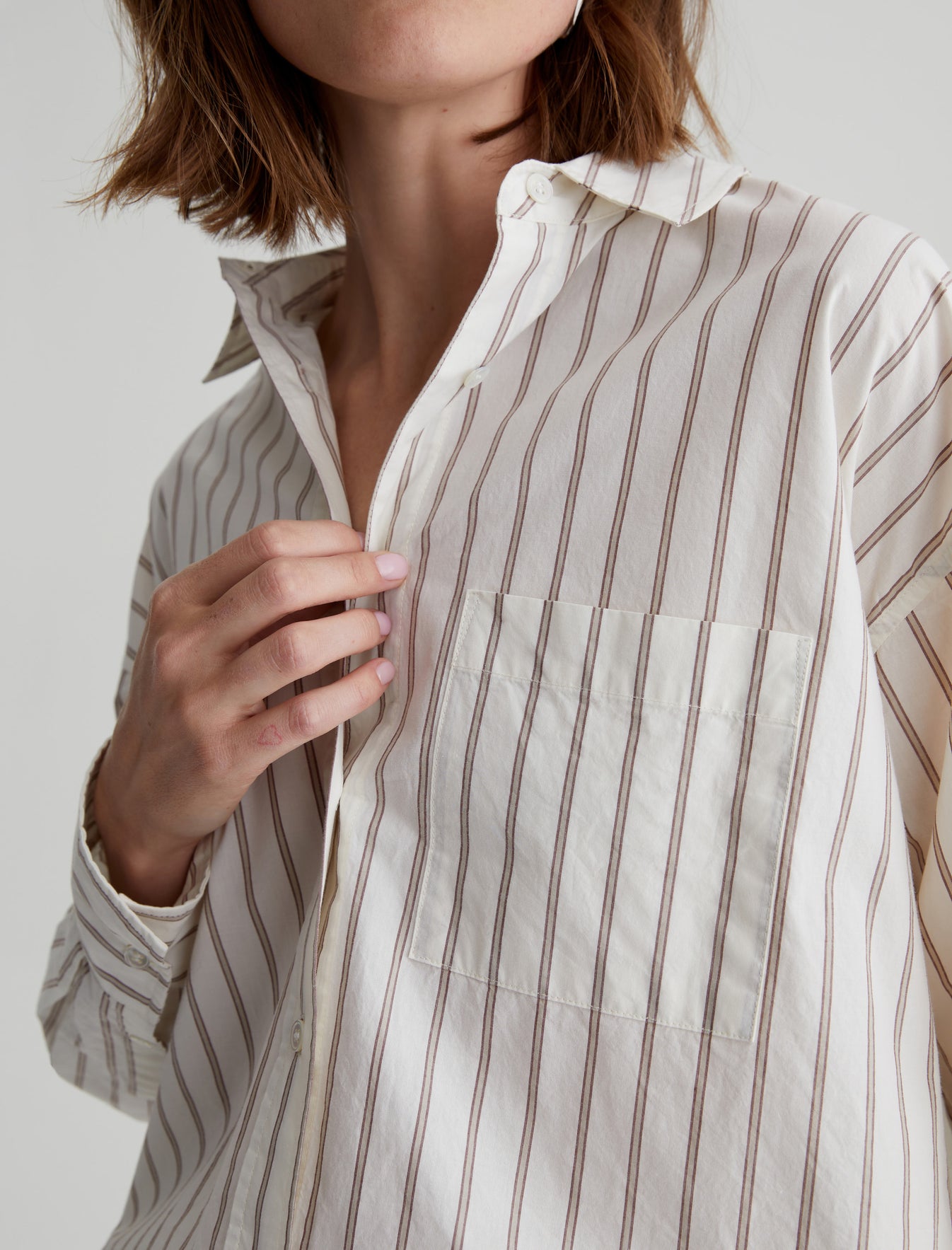 Brea Shirt Halo Stripe Neutral Multi Oversized Shirt Women Top Photo 5