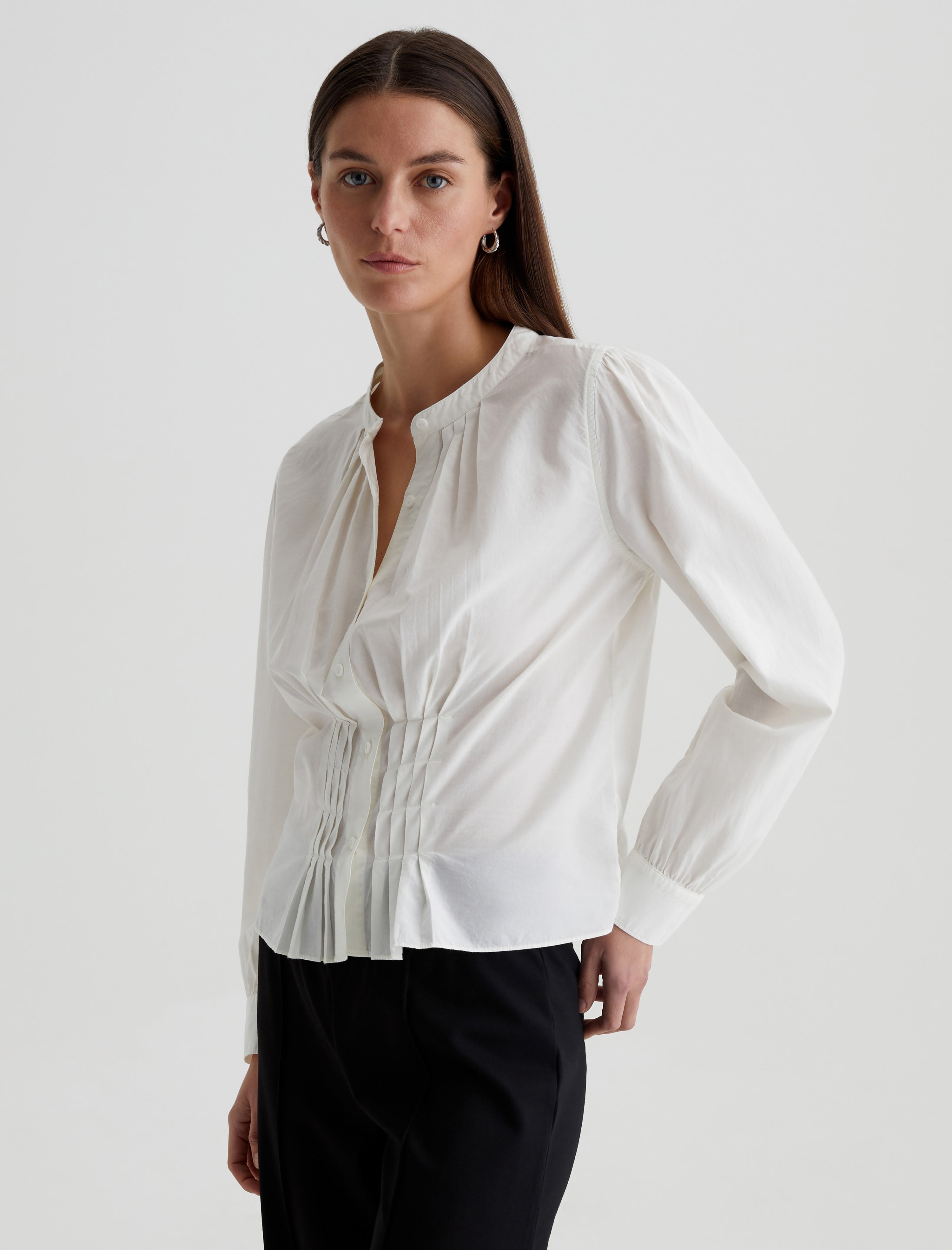 Adalyn Powder Pintuck Blouse Women Top Photo 3