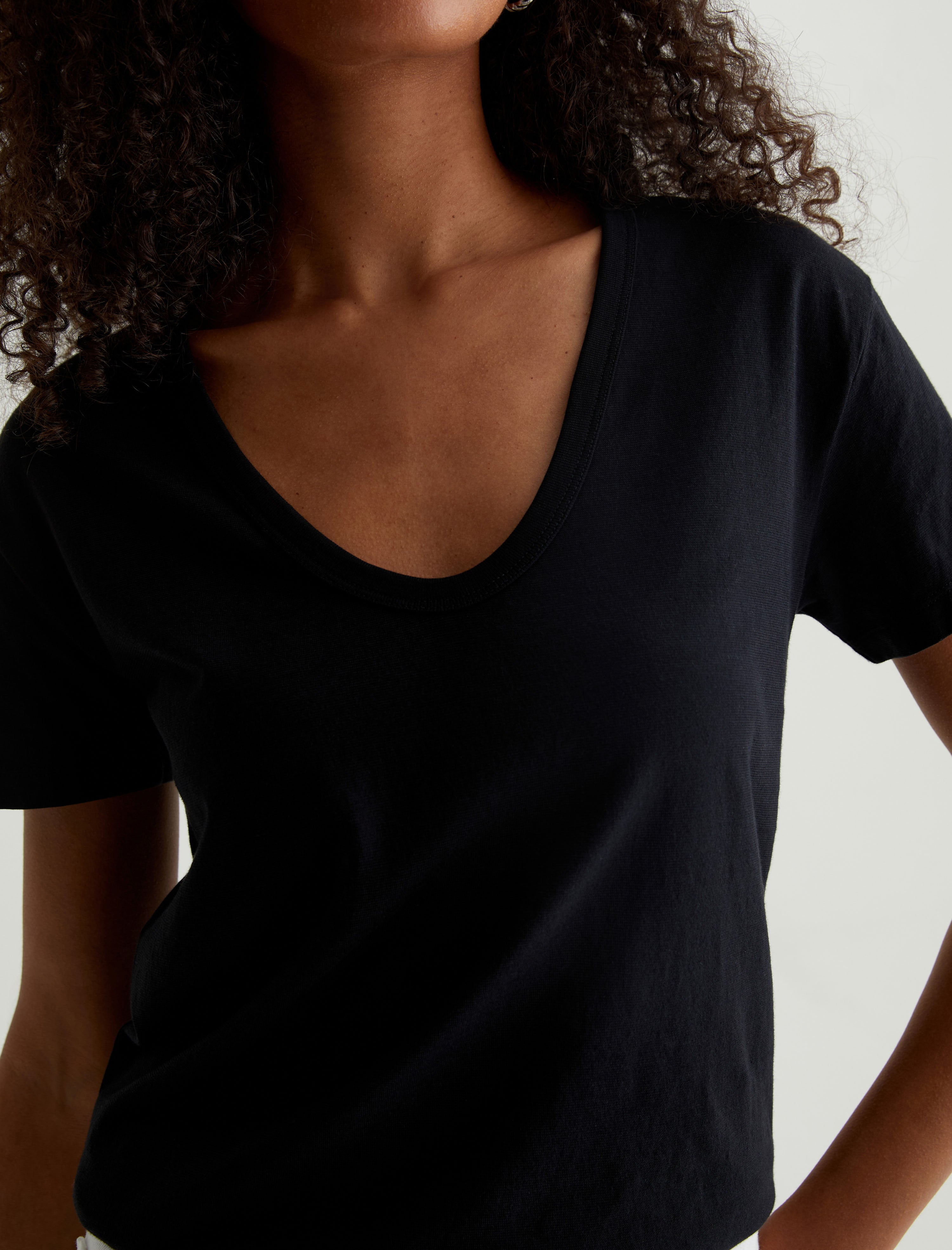 Aspen U True Black Relaxed U Neck T-Shirt Women Top Photo 3