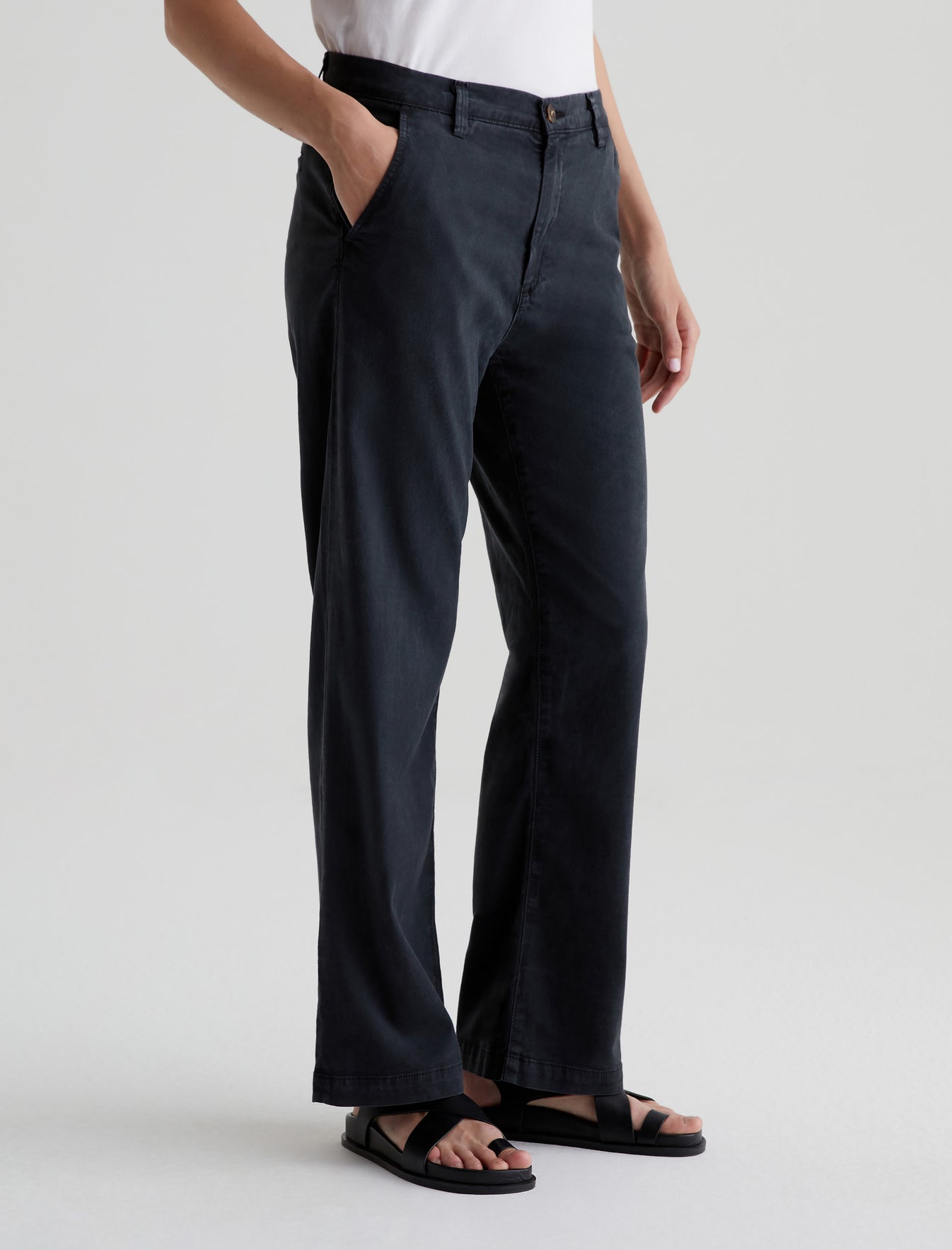 Caden Straight Sulfur Black Tailored Trouser Women Bottom Photo 4