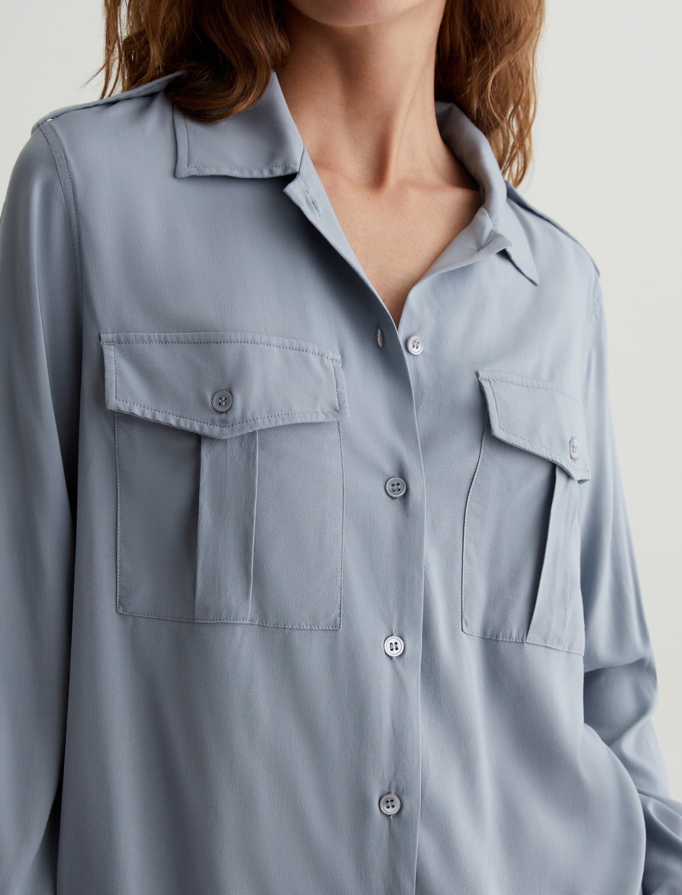 Cybil Shirt Monaco Blue Military Shirt Women Top Photo 2