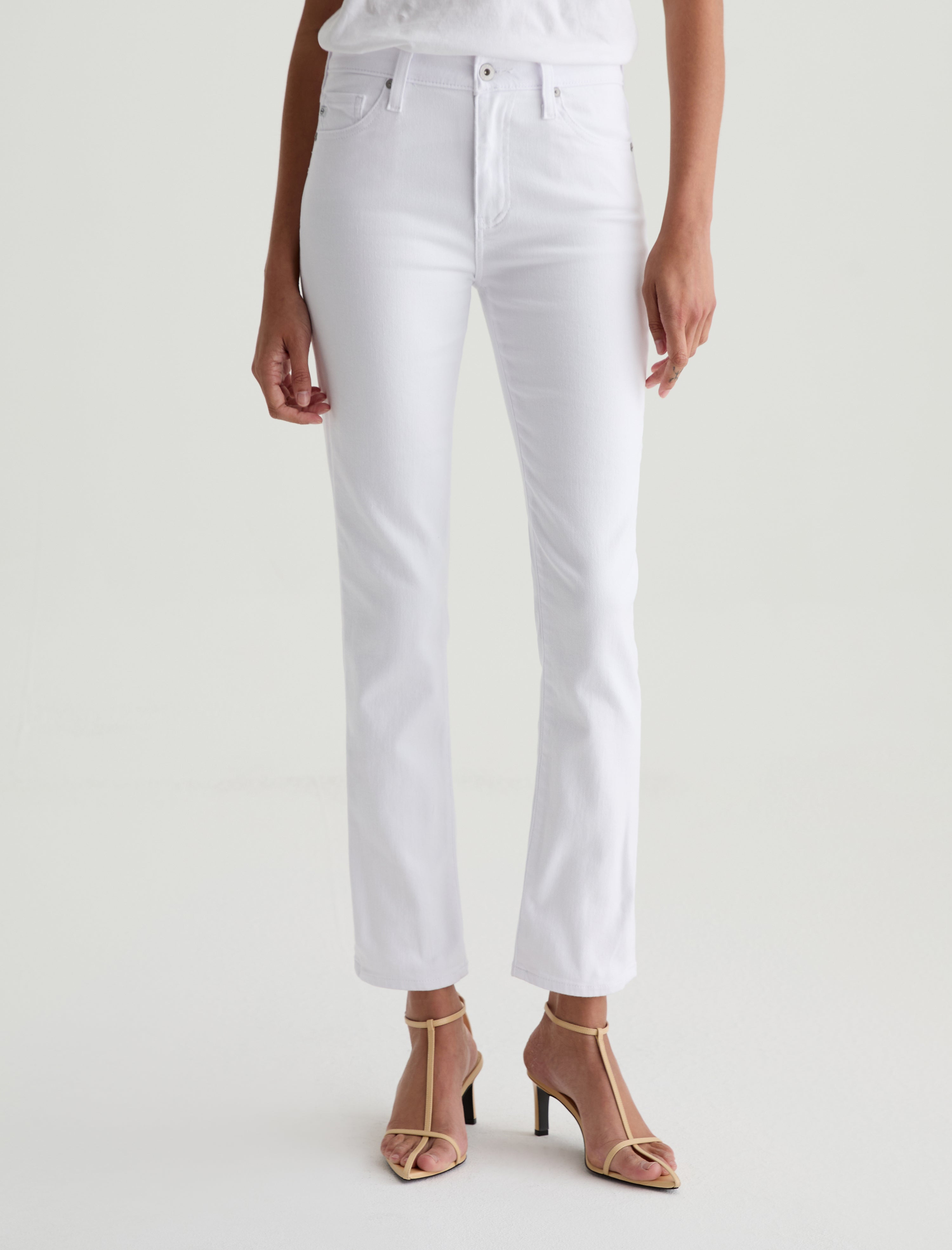 Mari White Mid-Rise Slim Straight Womens Bottom Photo 2