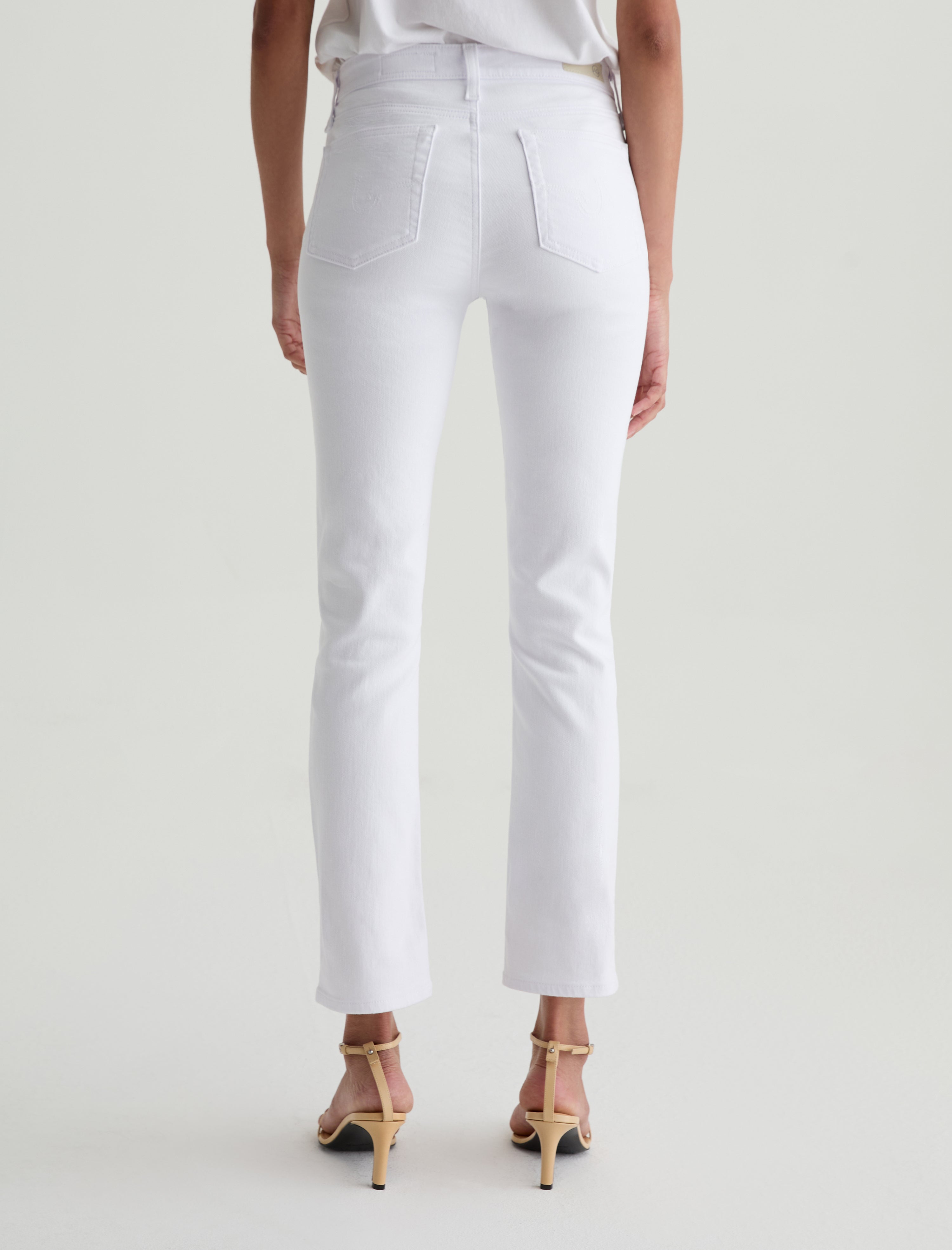 Mari White Mid-Rise Slim Straight Womens Bottom Photo 7