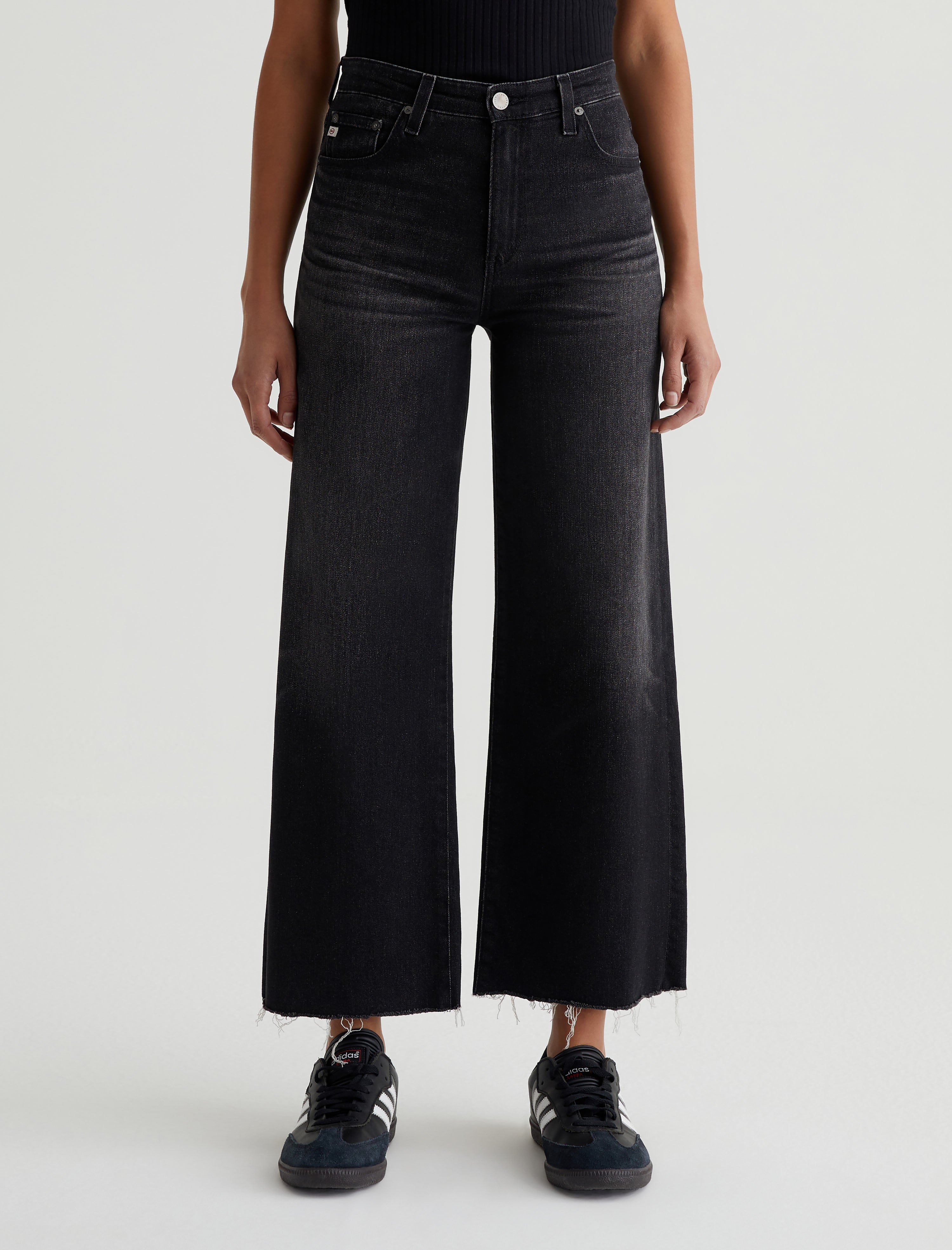 Wide leg clearance cropped black jeans