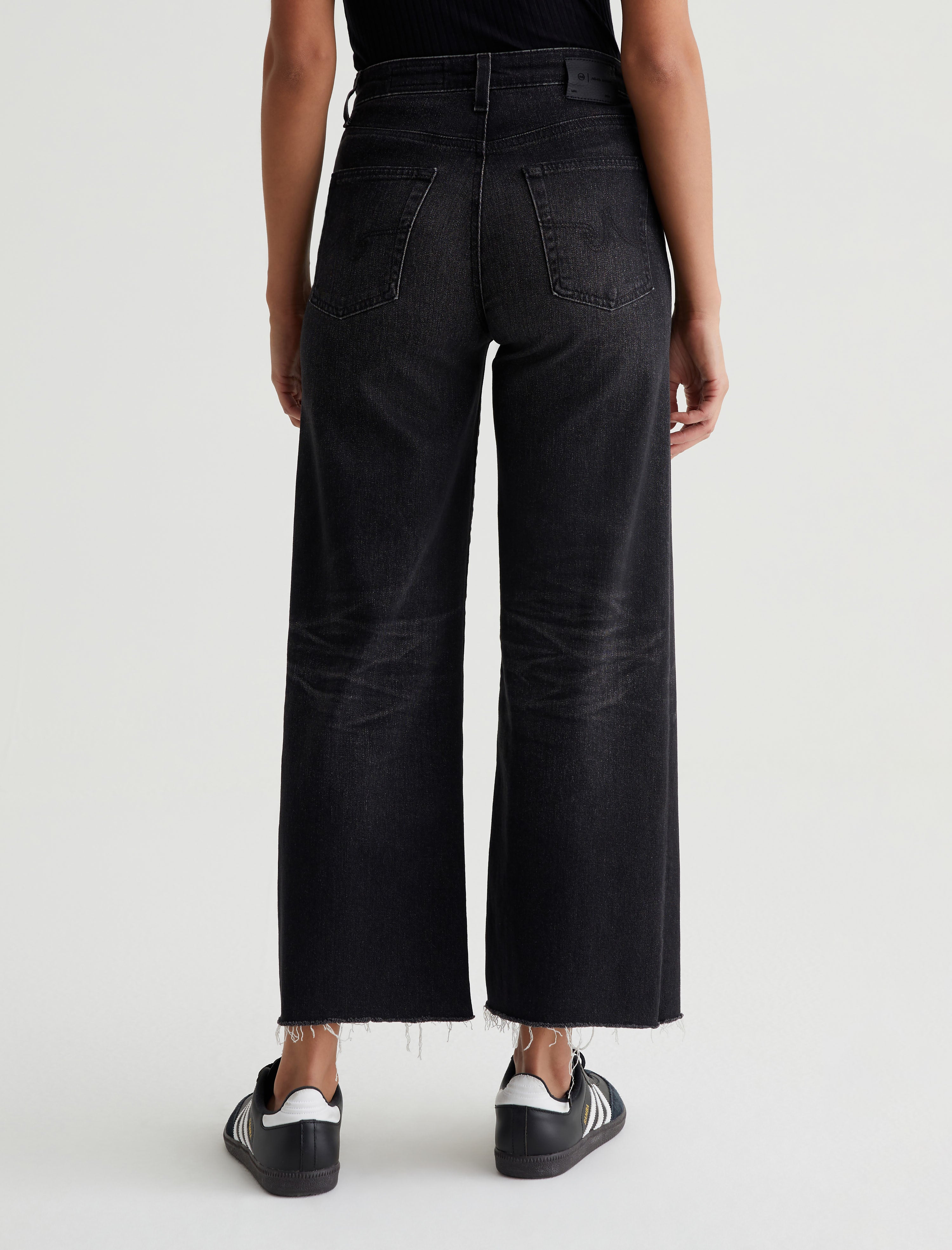 Washed black cropped shop wide leg jeans