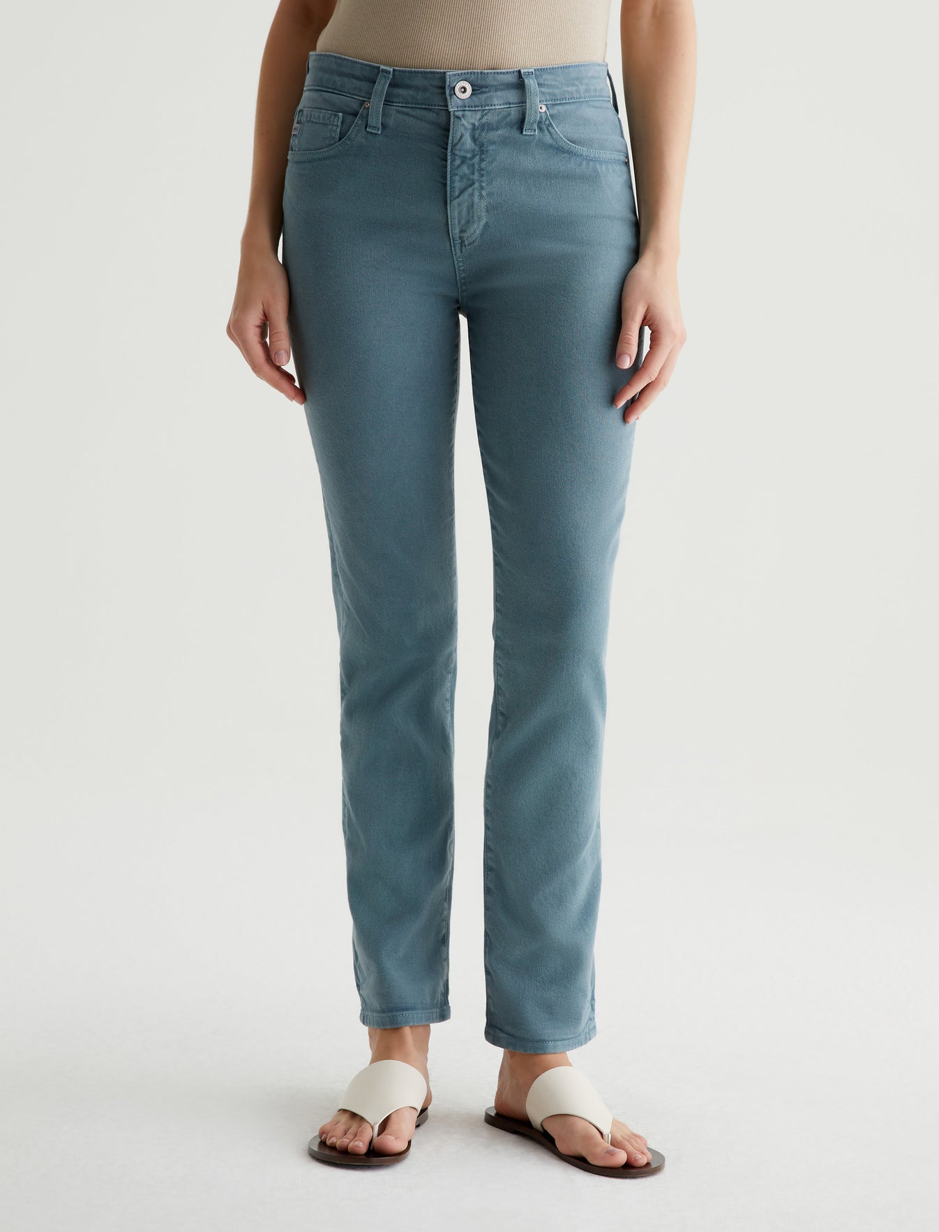 Mari Sulfur Blue Tranquil High-Rise Slim Straight Leg AG Cloud Soft Denim™ Women Bottom Photo 2