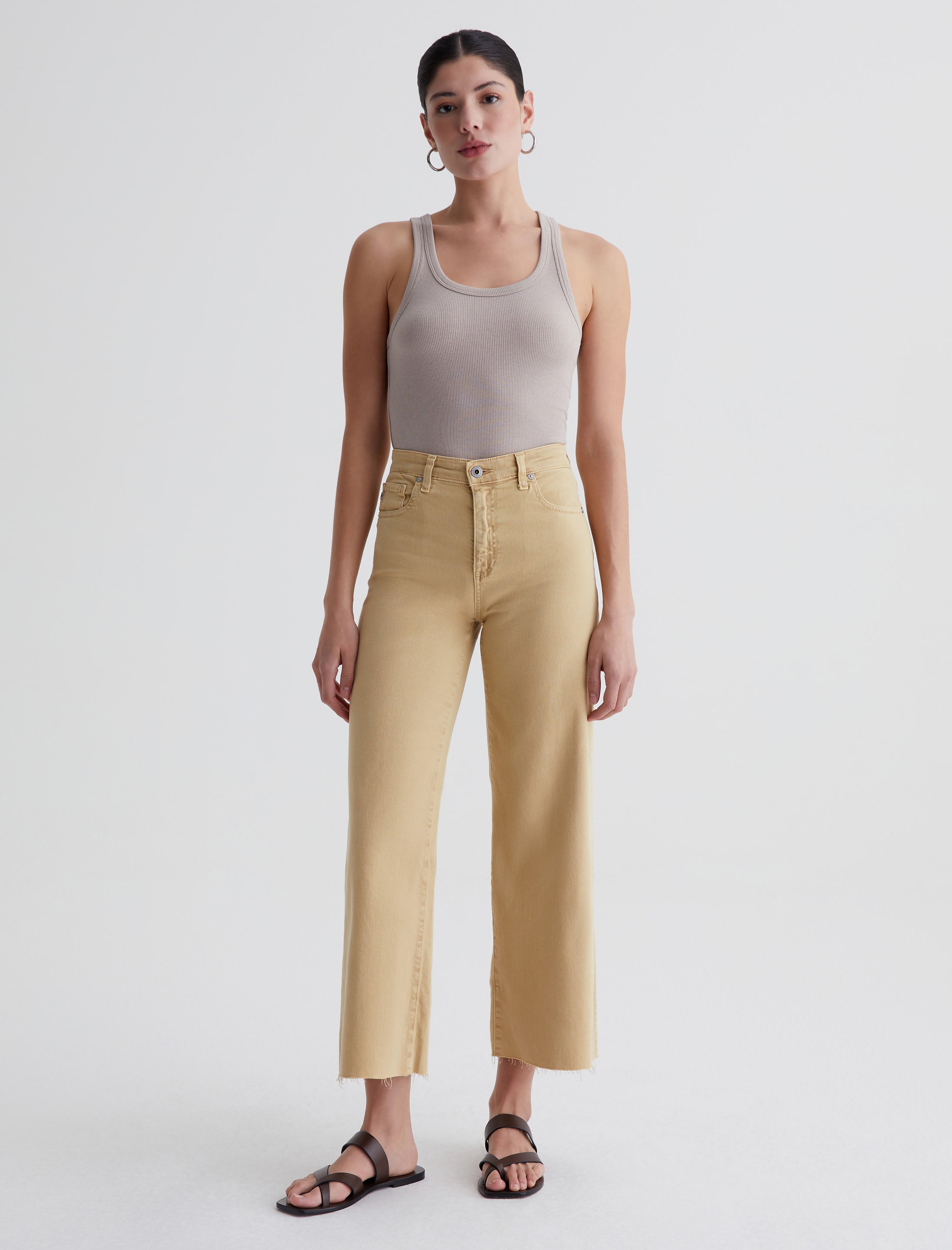 Women Saige Wide Leg Crop Sulfur Dried Parsley at AG Jeans