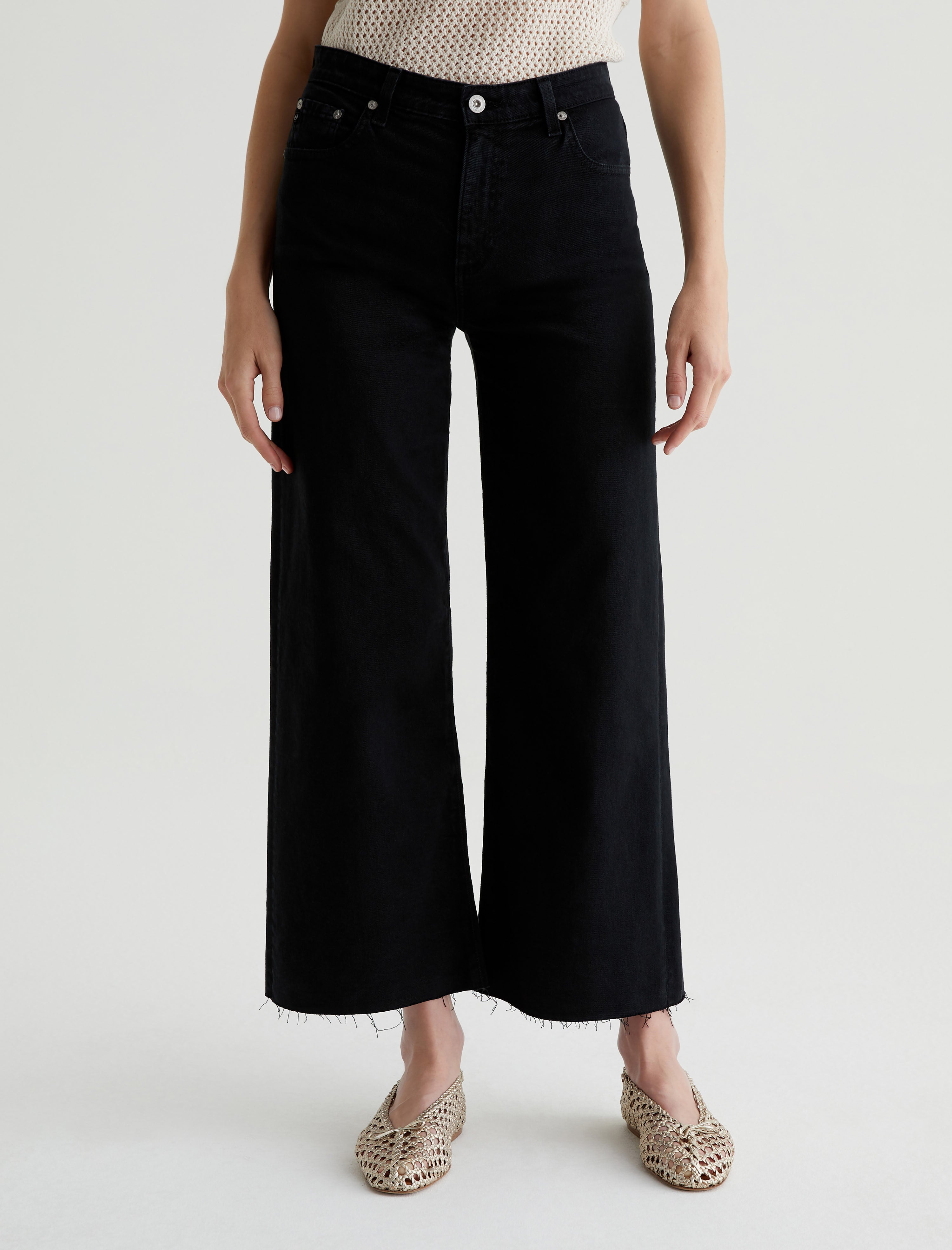 Saige Wide Leg Crop Sulfur Black High-Rise Wide Leg AG Cloud Soft Denim™ Women Bottom Photo 2