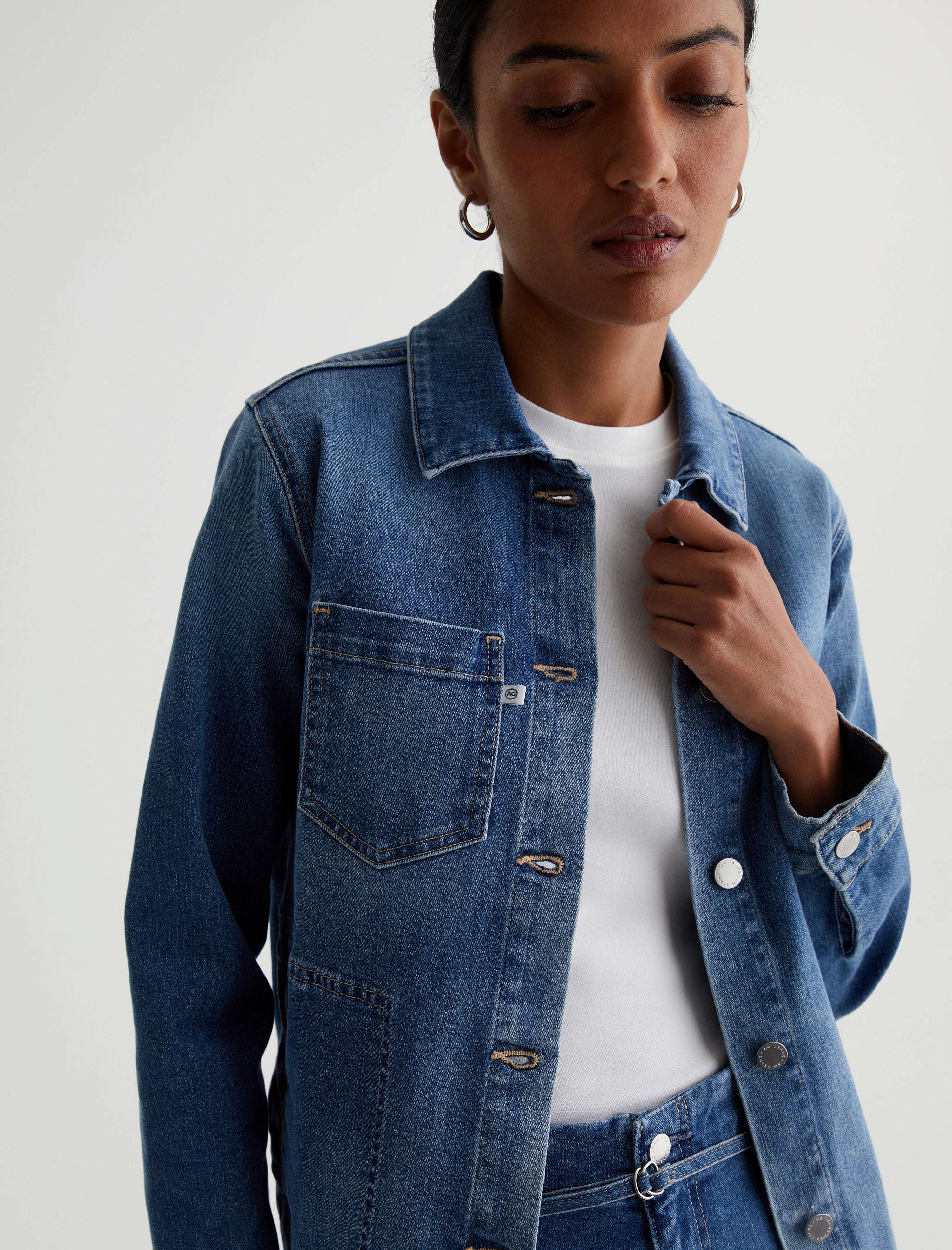Buy TEXTURED FAB Full Sleeves Solid Jacket Women|Denim Jacket for Women| Comfortable Women Jacket, Women's Denim Jackets (L, Light Blue) at Amazon.in