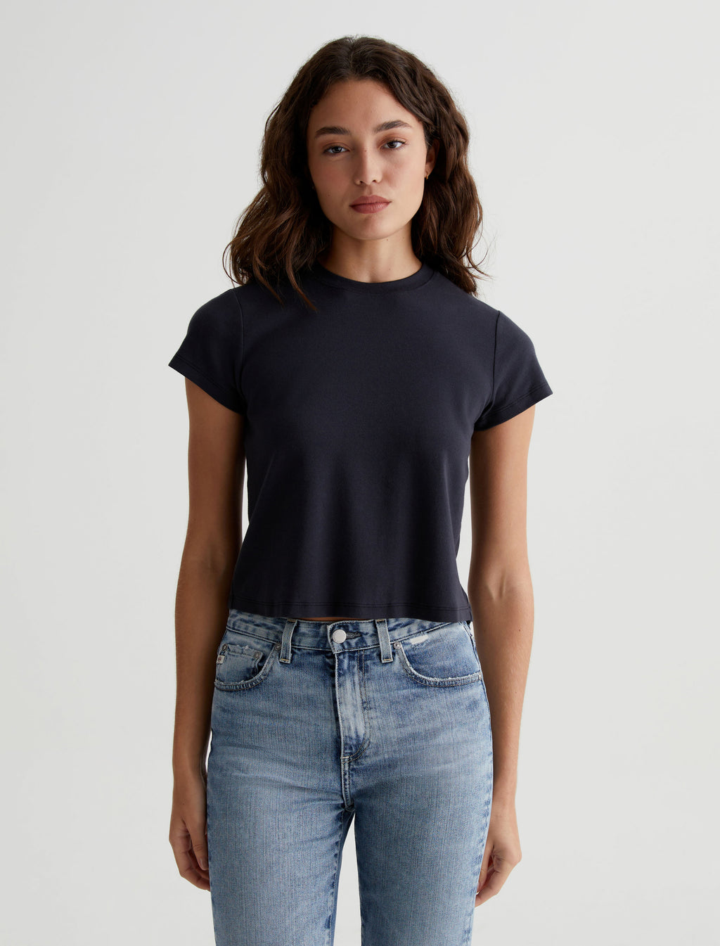  The Drop Women's Sydney Short-sleeve Cropped Crew Neck T-shirt,  Black, XXS : Clothing, Shoes & Jewelry