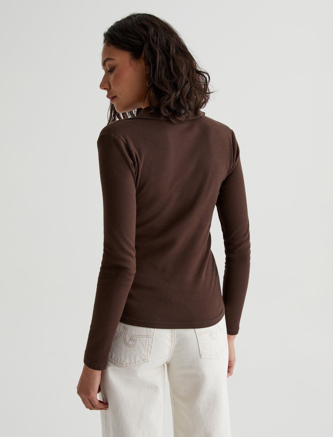 Womens Gia Long Sleeve Johnny Collar Bitter Chocolate at AG Jeans