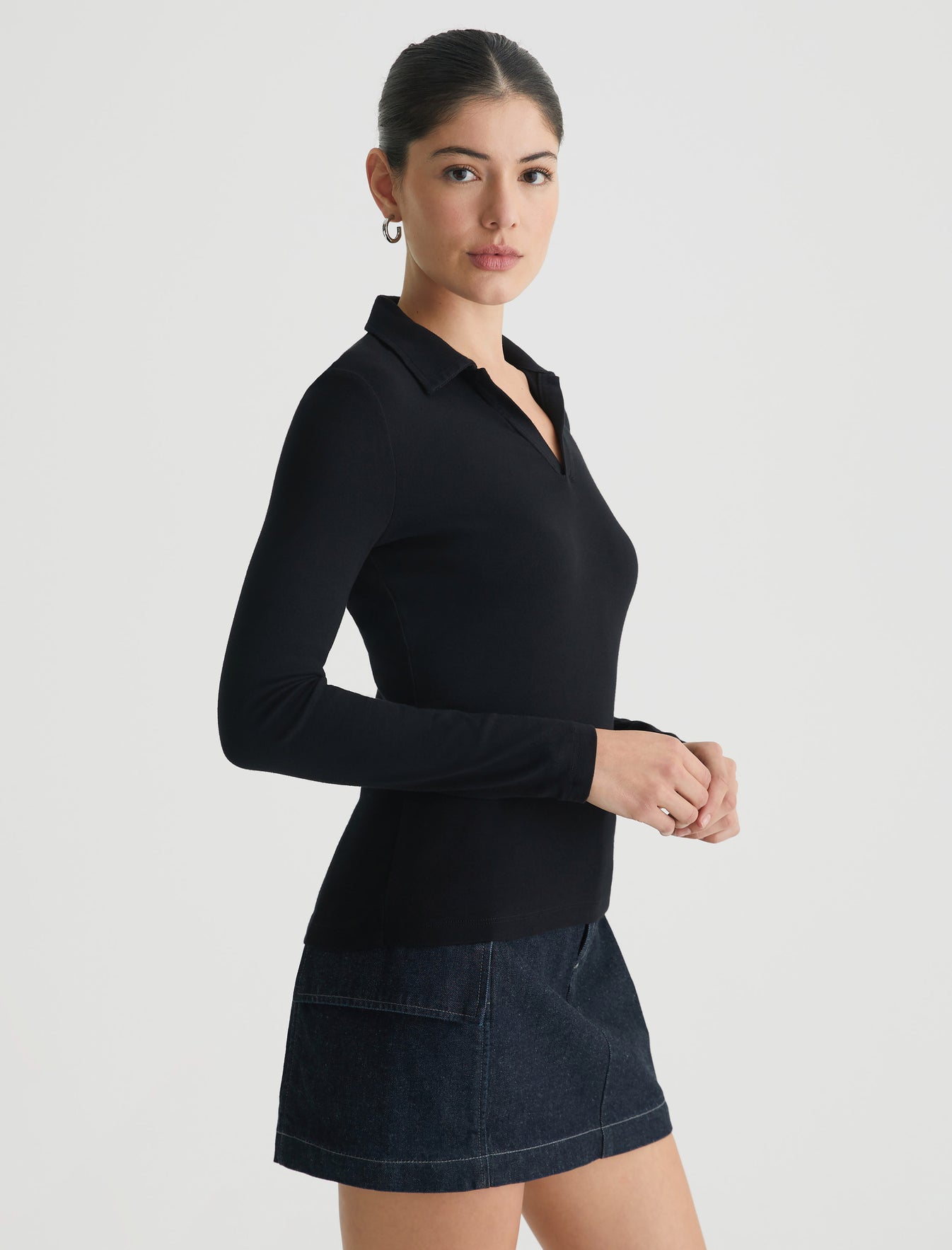Womens Gia Long Sleeve Johnny Collar Bitter Chocolate at AG Jeans