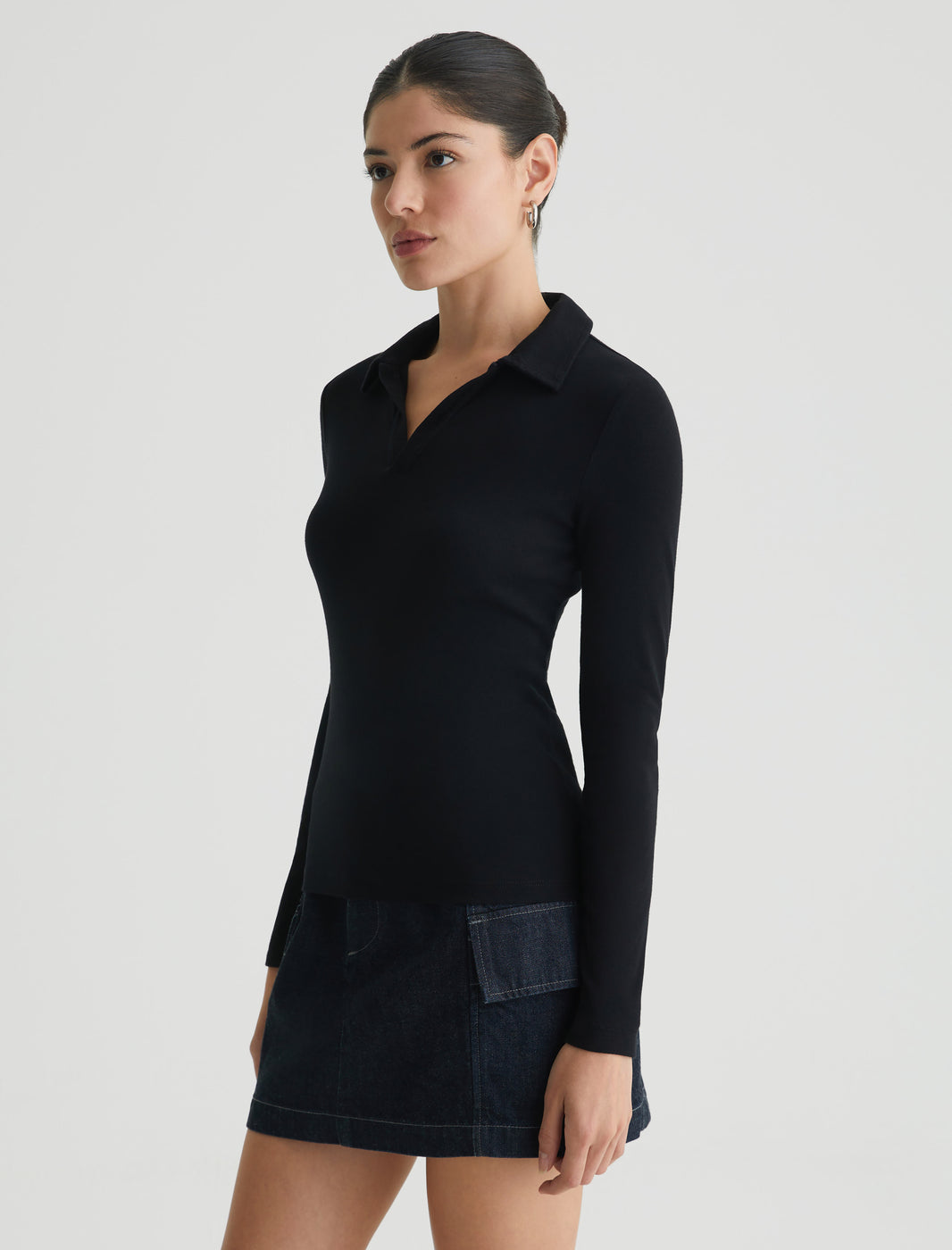 Womens Gia Long Sleeve Johnny Collar Bitter Chocolate at AG Jeans