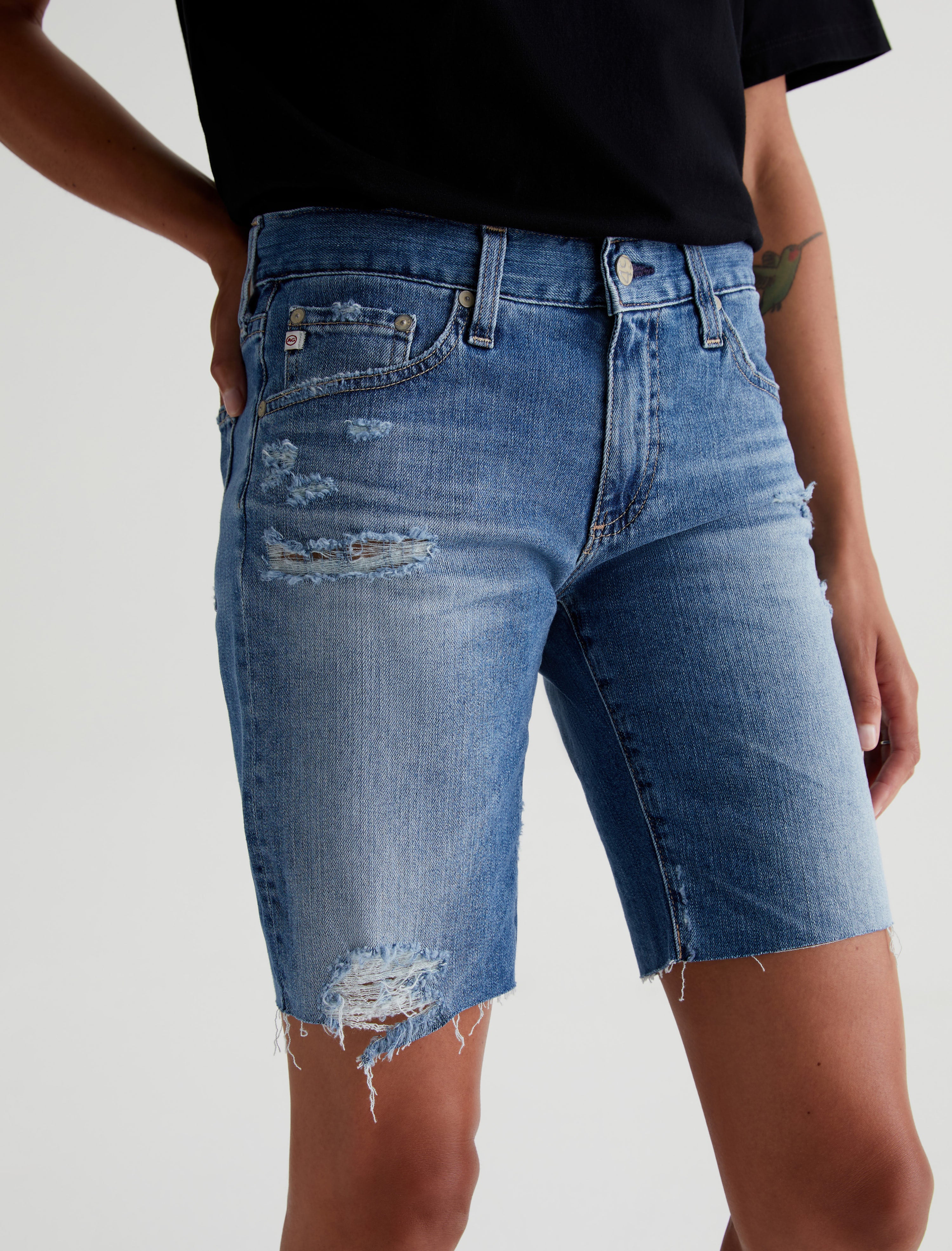 Buy SweatyRocks Women's Casual High Waisted Ripped Denim Jeans Folded Skinny  Jean Shorts, Medium Wash, X-Small at Amazon.in