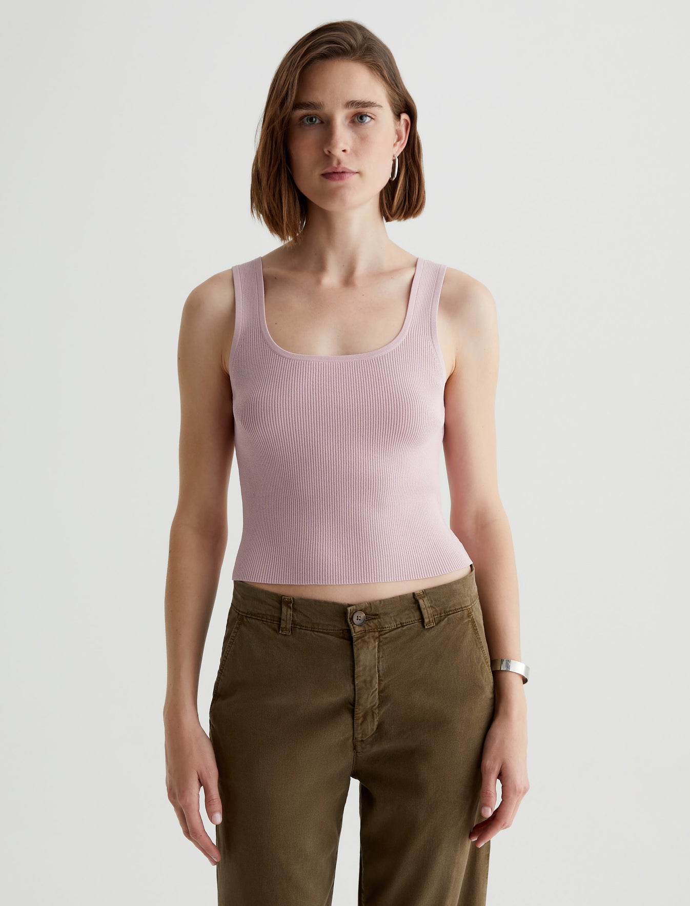 Yuri Tank Mauve Mist Fitted Rib Tank Women Top Photo 1