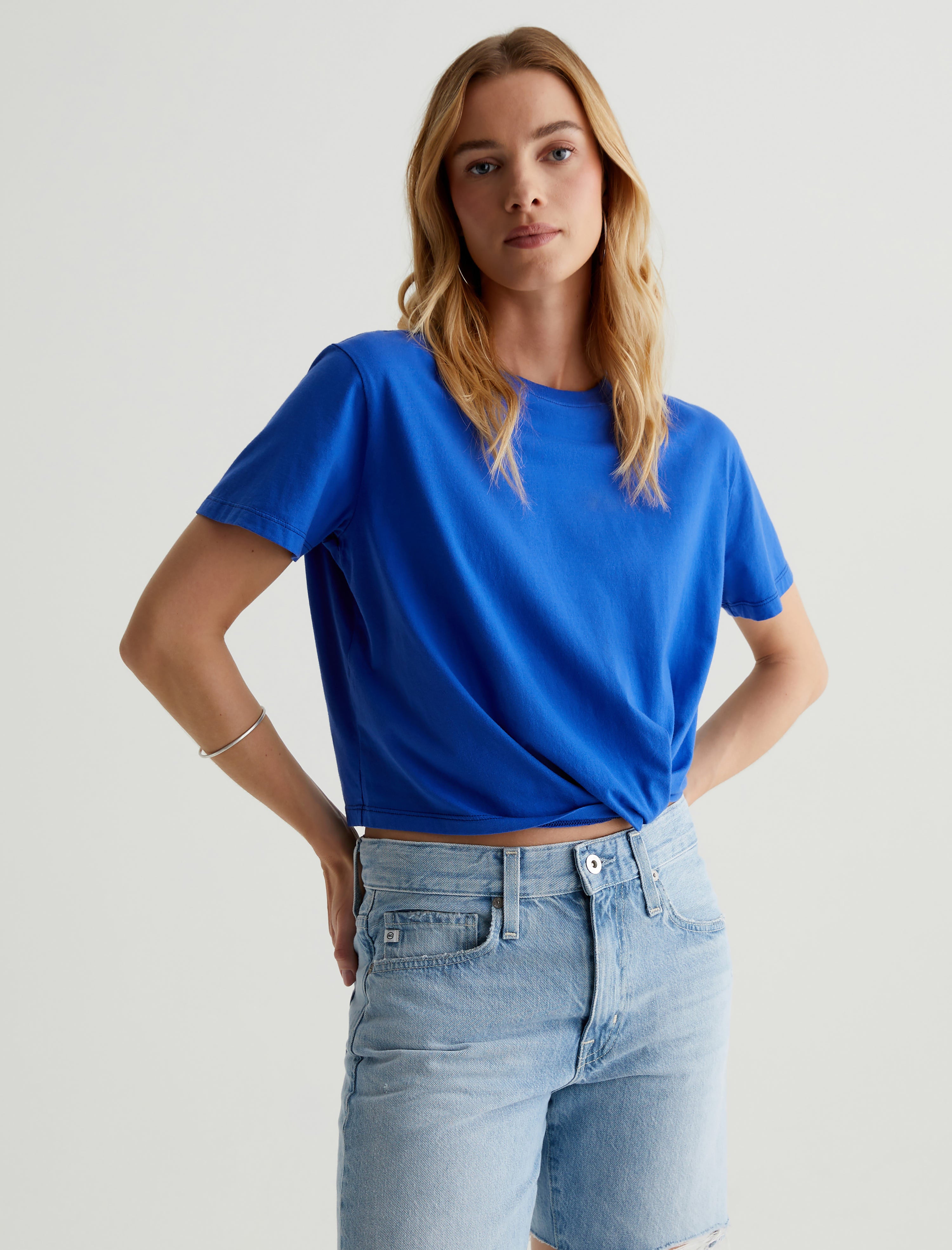 Ciara Tee Electric Blue Tucked T-Shirt Women Top Photo 1