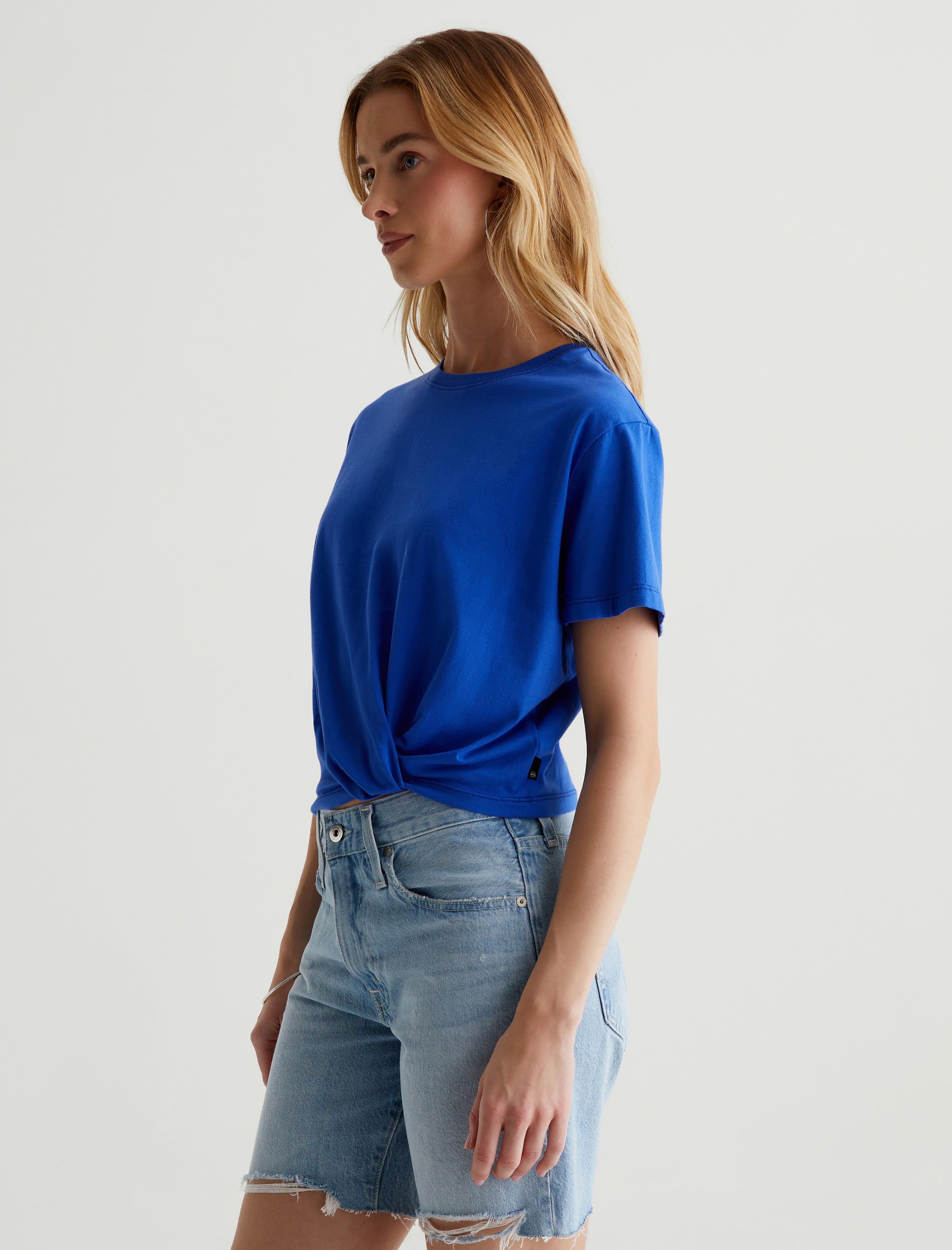 Ciara Tee Electric Blue Tucked T-Shirt Women Top Photo 2